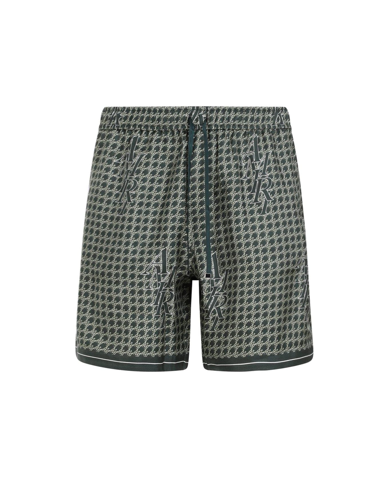 AMIRI Houndstooth Logo Printed Shorts - Green