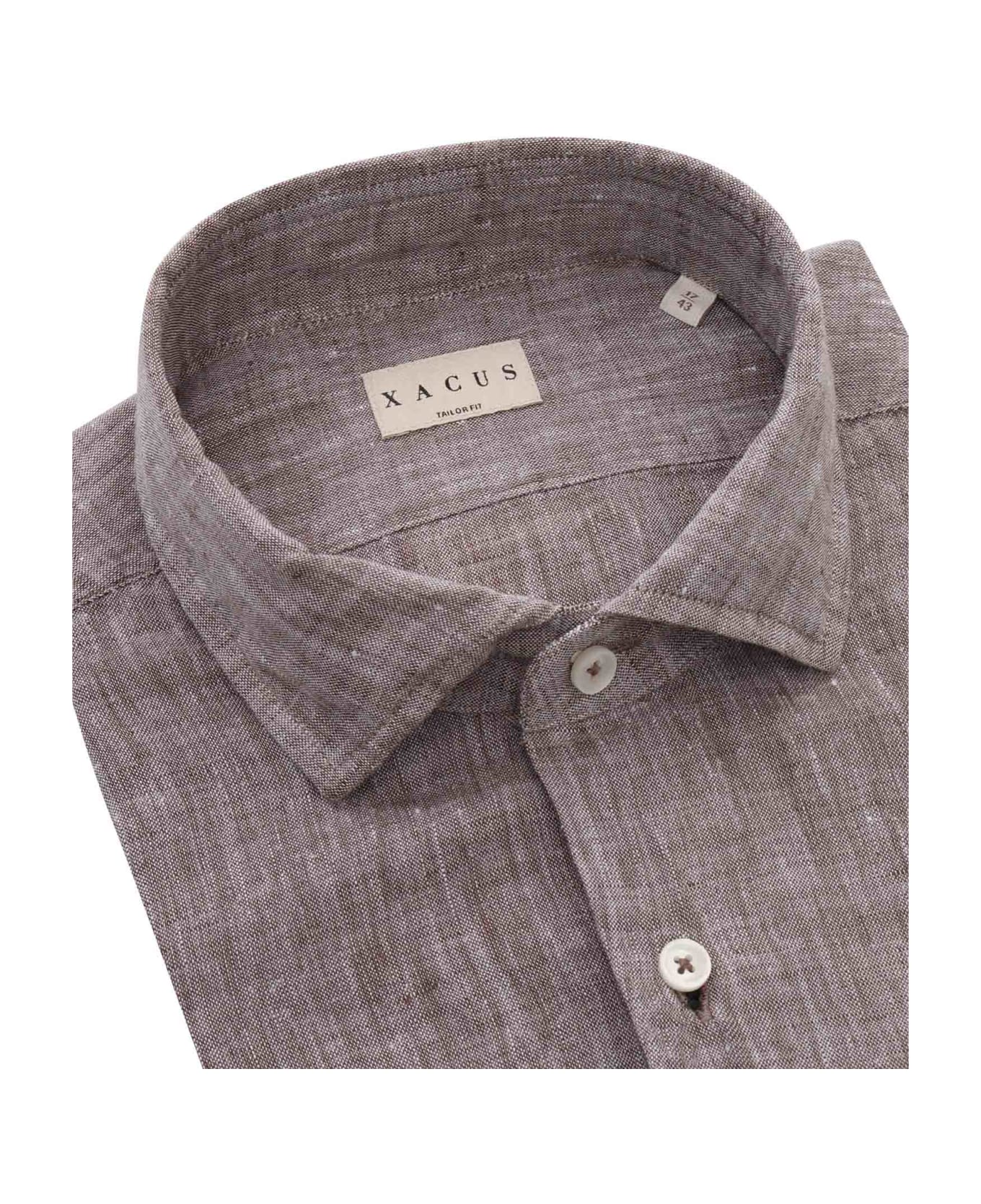 Xacus Brown Linen Shirt - BROWN