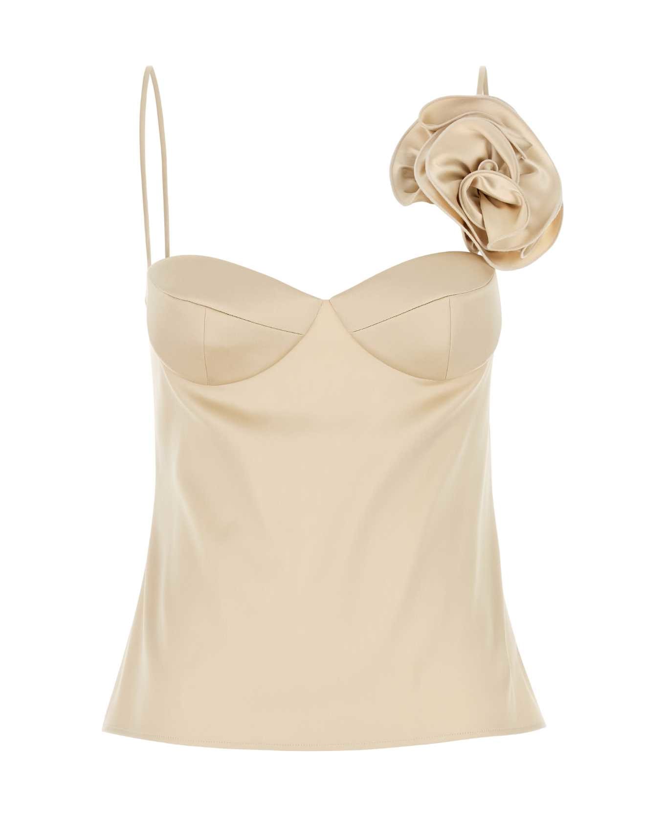 Magda Butrym Beige Stretch Satin Top - BEIGE