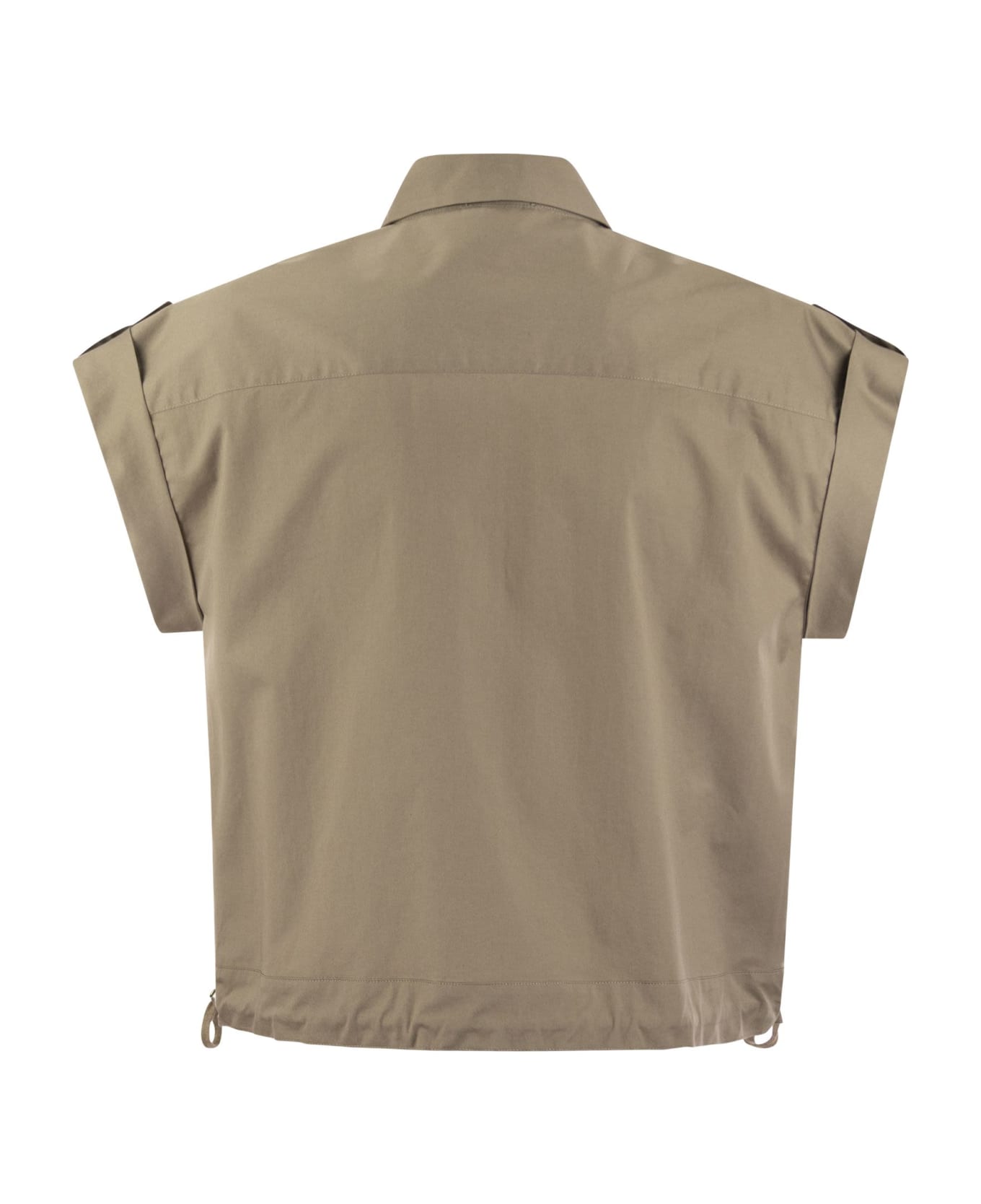 Peserico Light Cotton Satin 'sail Hand' Shirt With Drawstring - Beige