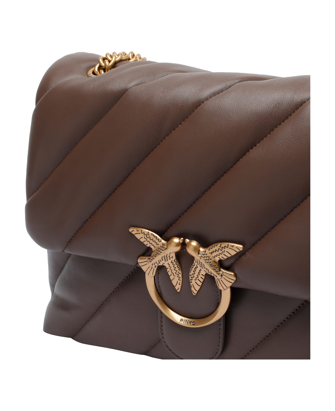 Pinko Love Classic Puffer Shoulder Bag - MARRONE CASTANO ANTIQUE