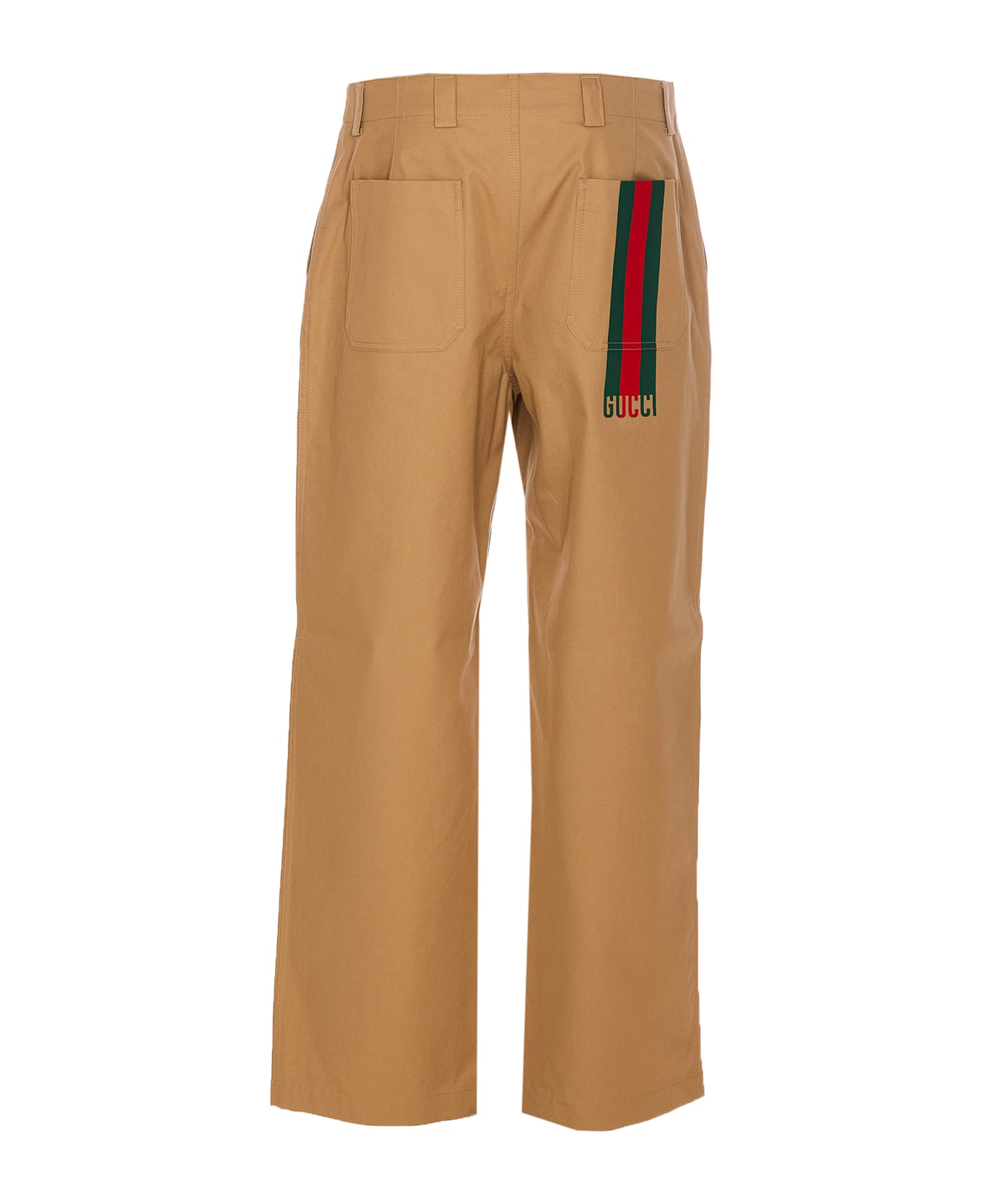 Gucci Twill Web Detail Pants - Brown