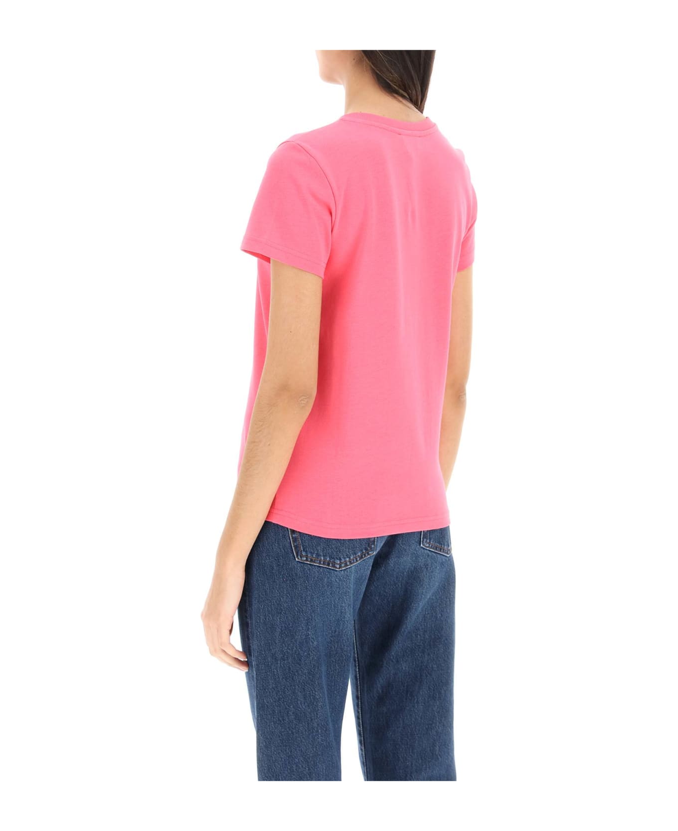 A.P.C. Denise T-shirt With Logo Embroidery - Fuchsia