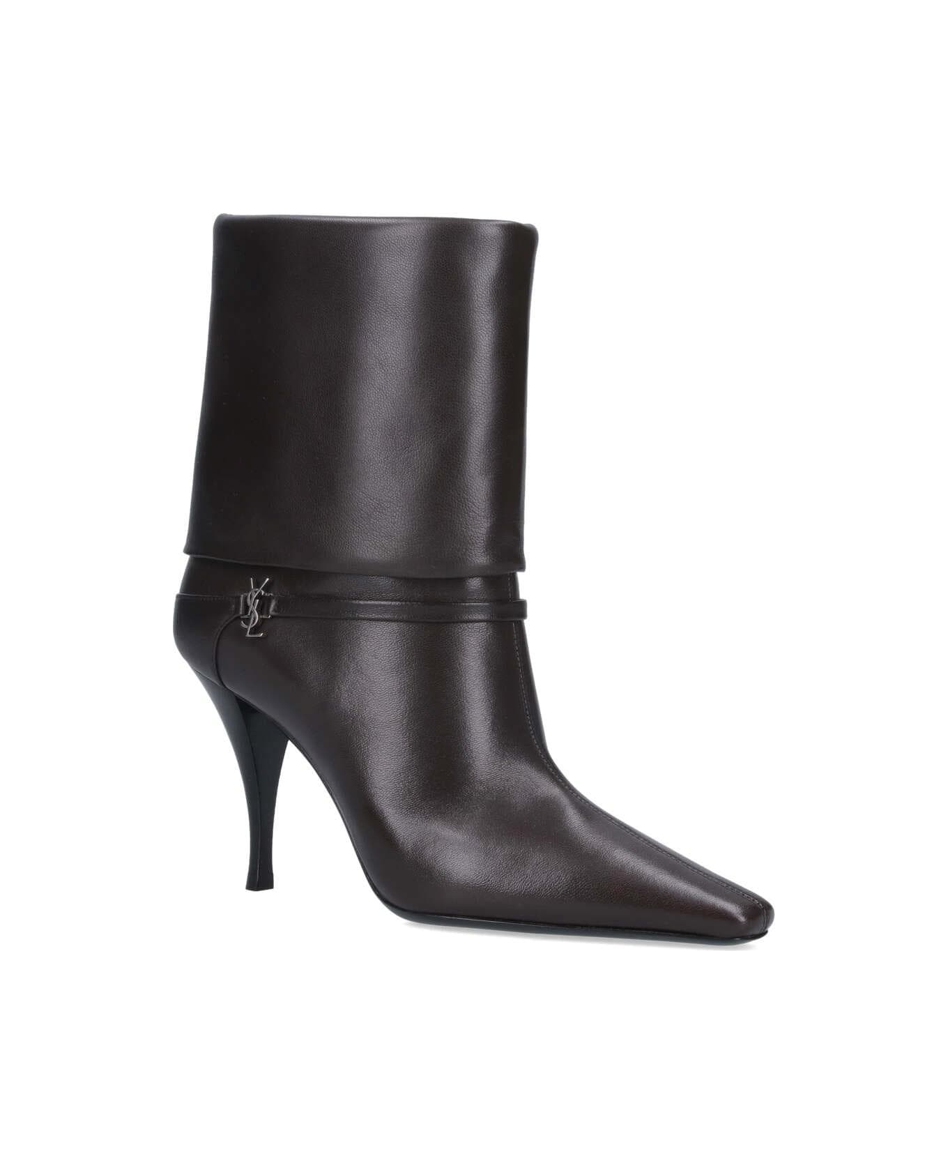 Saint Laurent 'vicky 90' Ankle Boots - Harris Eagle Brown