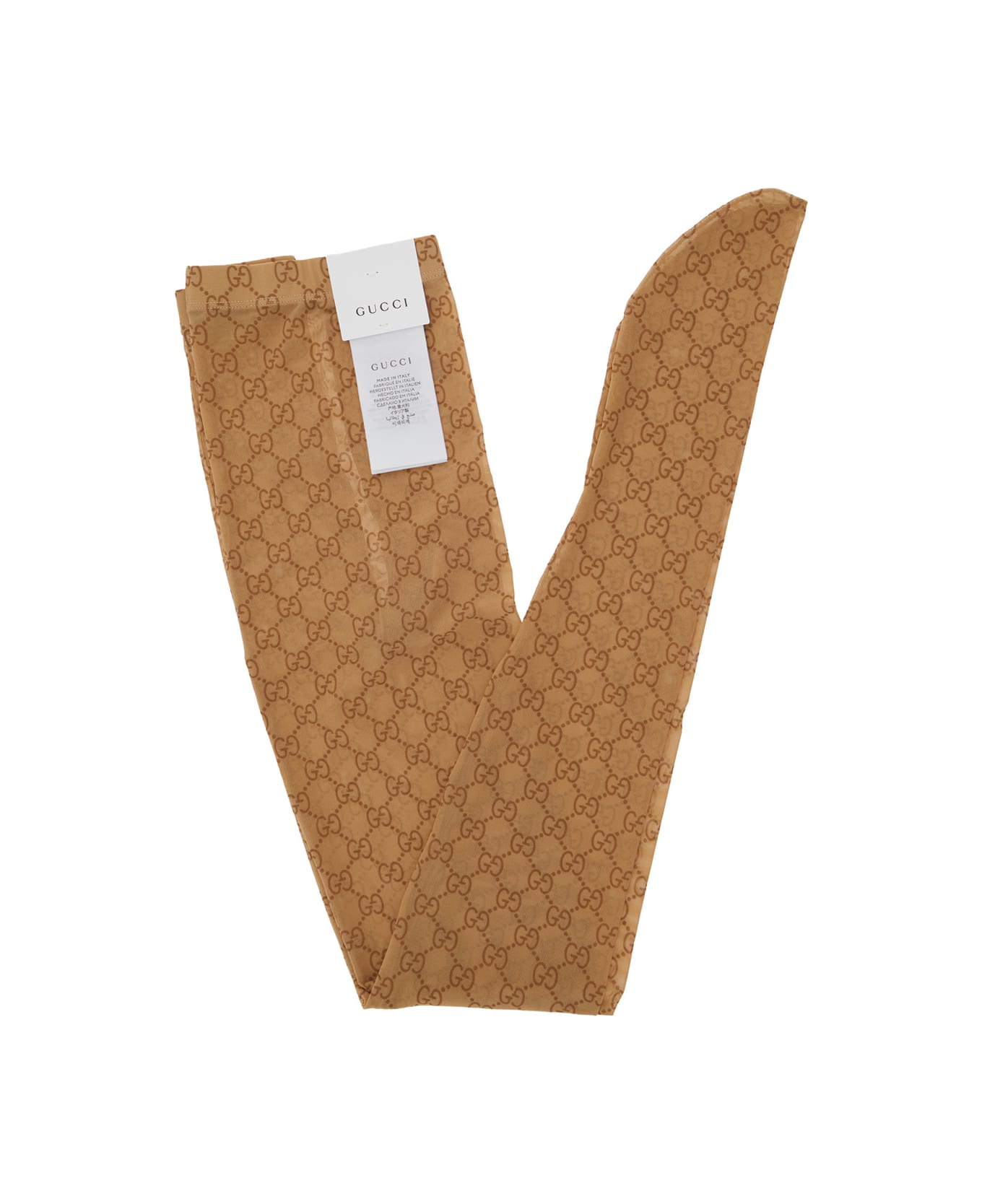 Gucci Beige Thights With All-over Gg Motif In Tech Fabric Stretch Woman - BEIGE