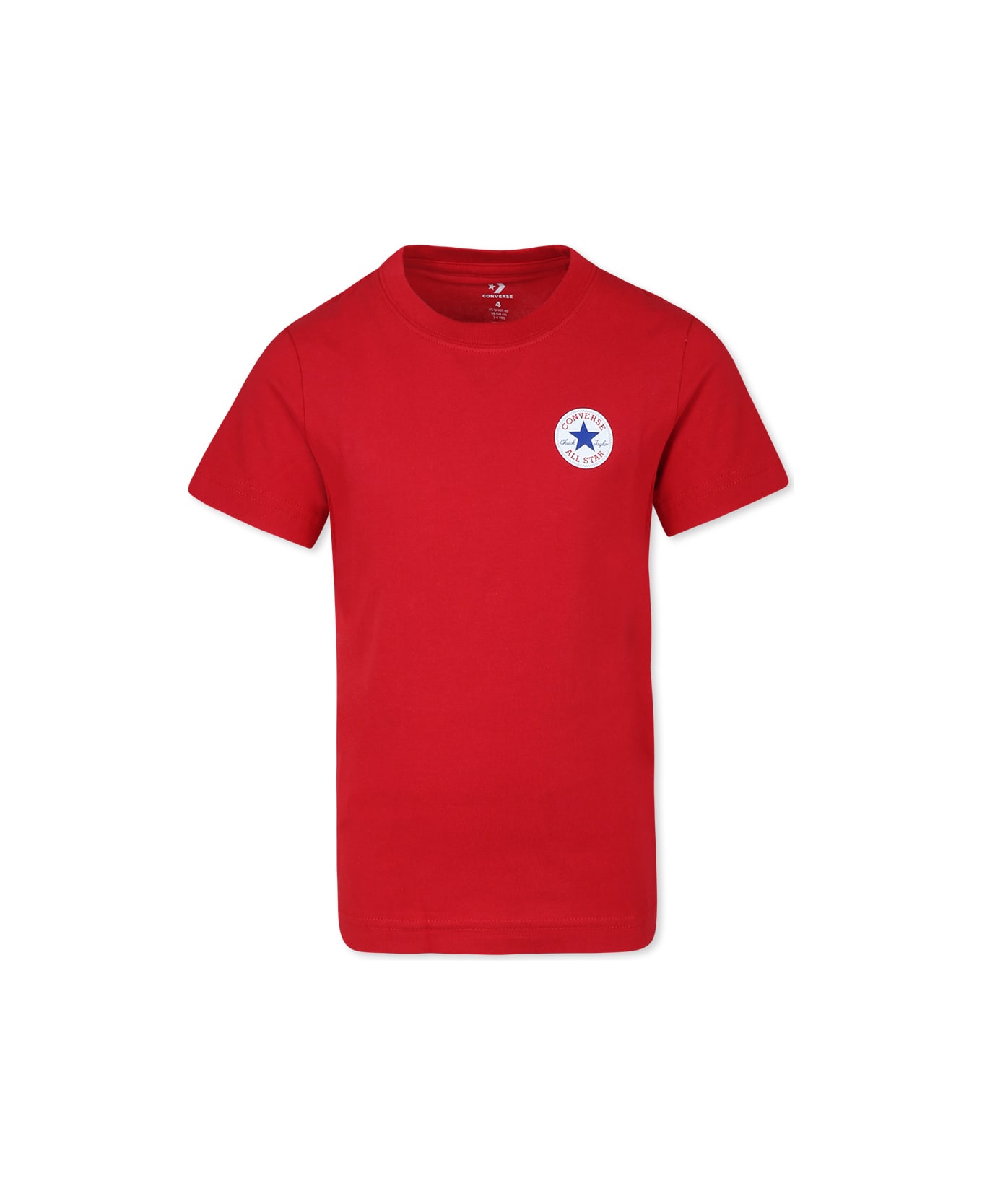 Converse Red T-shirt For Kids With Logo - Red
