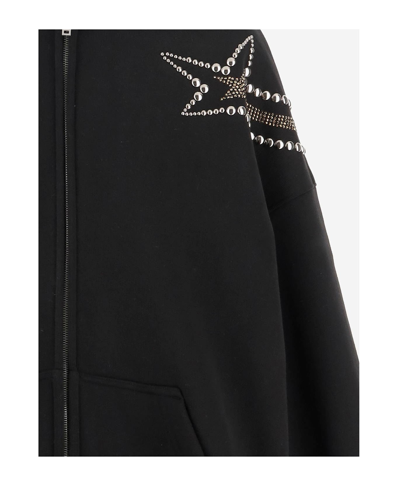 WE11 DONE Cotton Hoodie With Star - Black