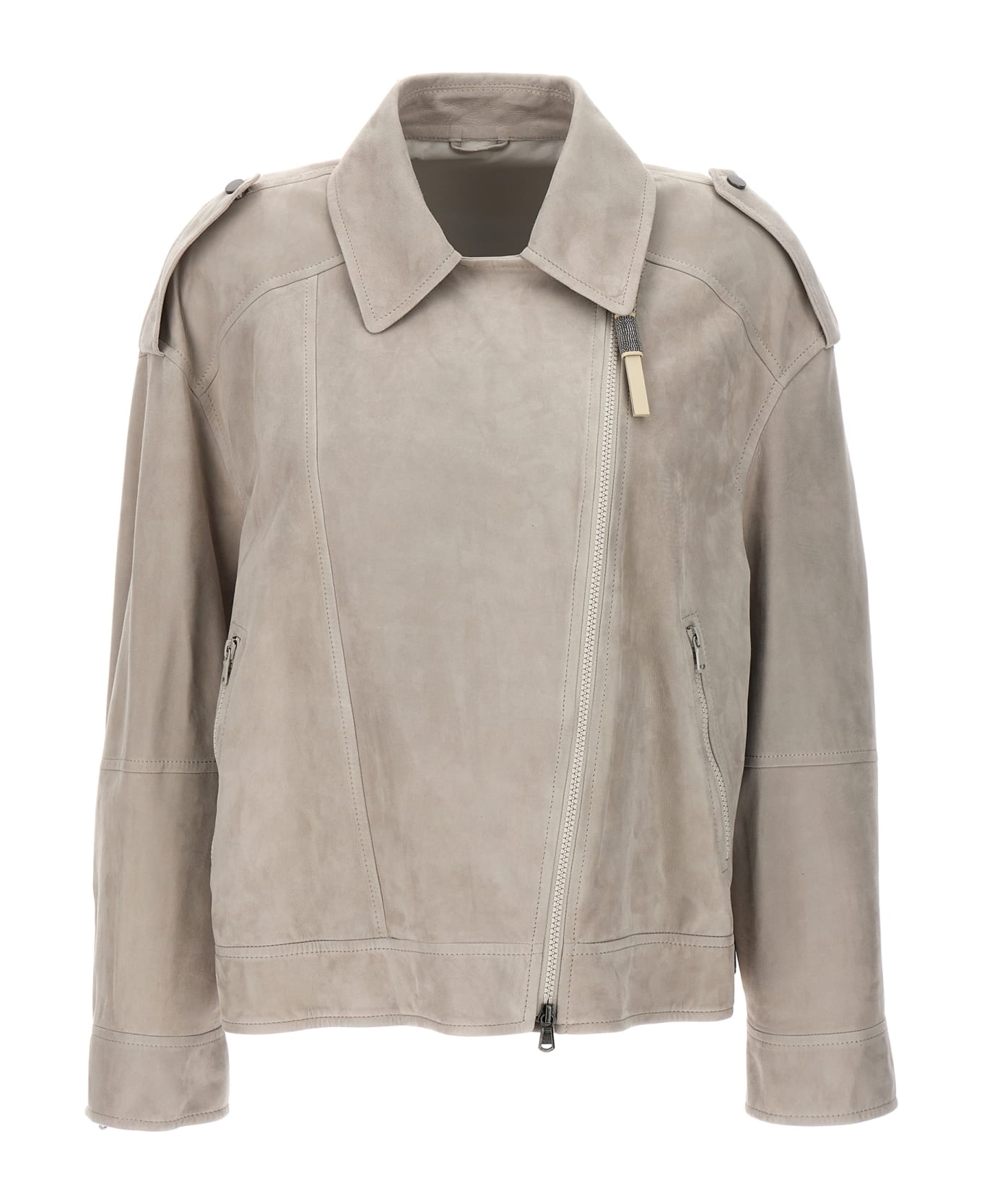 Brunello Cucinelli Leather Jacket - Gray レザージャケット