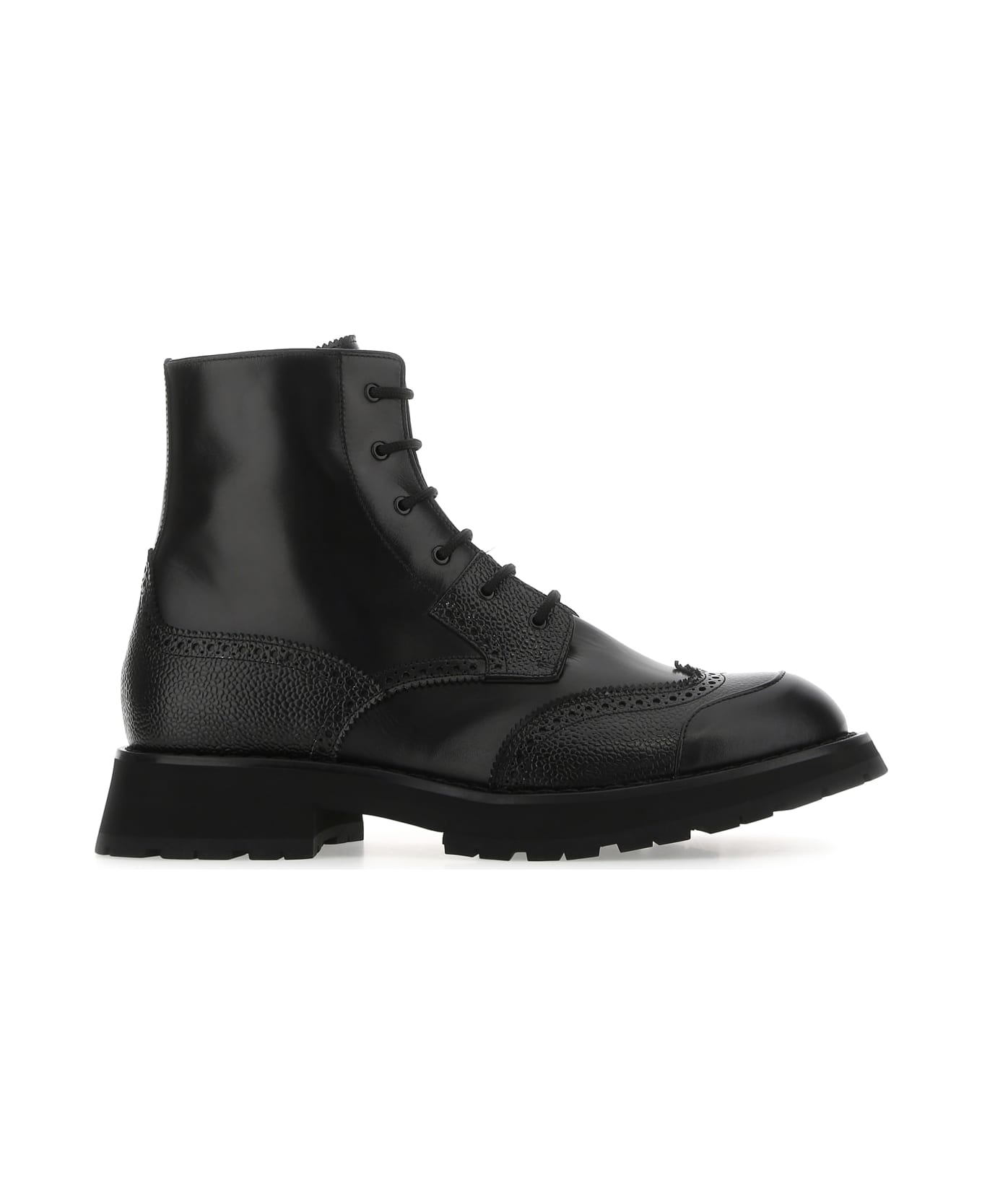 Alexander McQueen Black Leather Punk Worker Ankle Boots - 1000