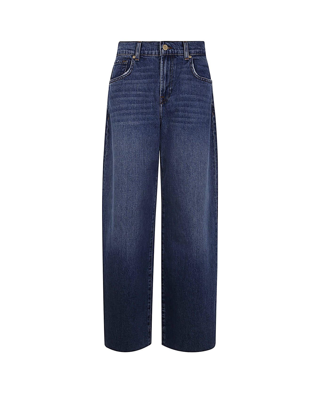 7 For All Mankind Bonnie Curvilinear Santa Cruz With Raw Cut - Mid Blue