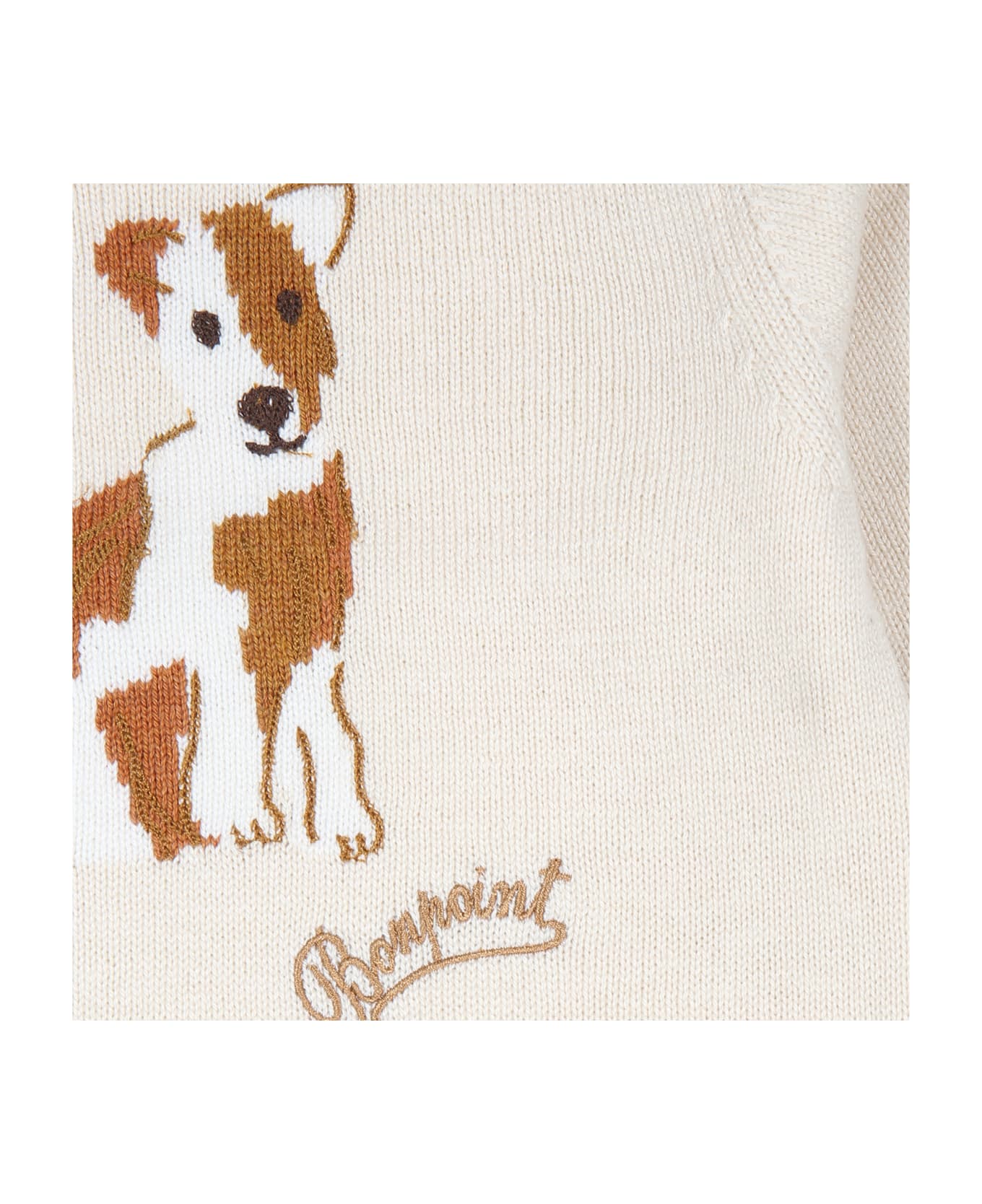 Bonpoint Beige Sweater For Babykids With Dog - Beige