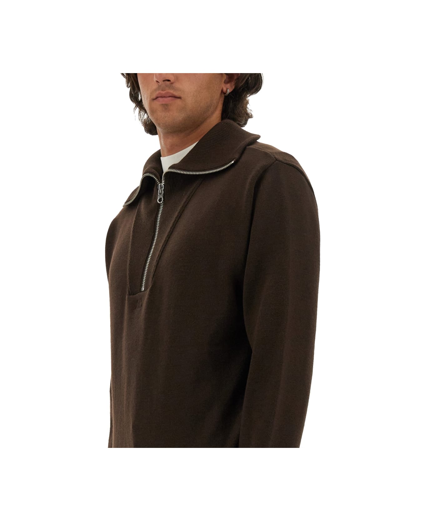 Courrèges Knitted Polo. - BROWN