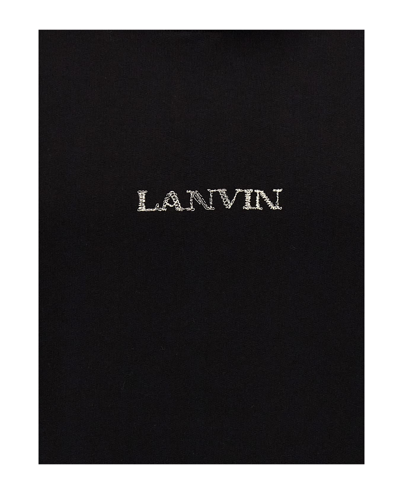 Lanvin Logo Embroidery Hoodie - Black フリース