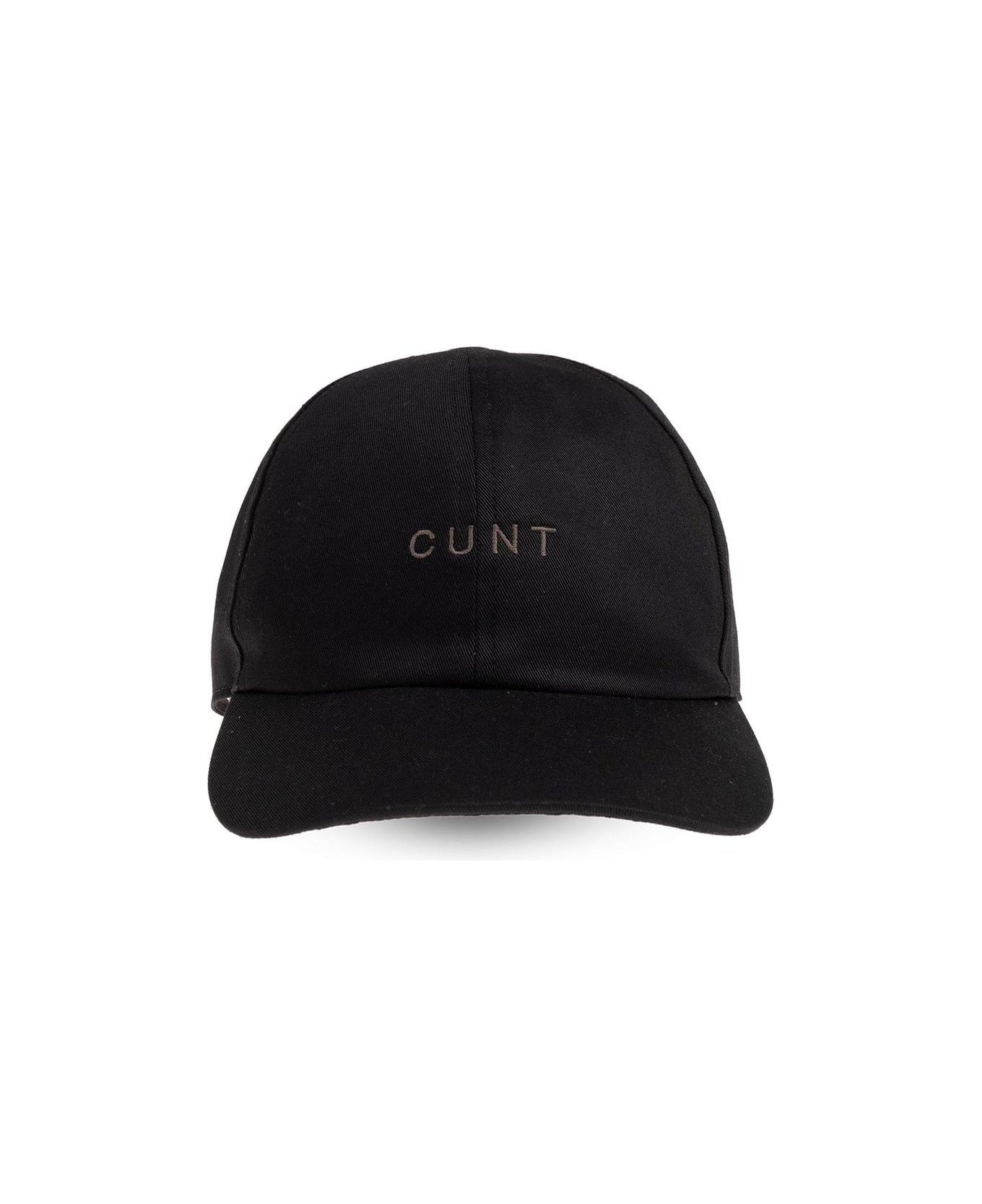 Rick Owens Text-embroidered Curved Peak Baseball Cap - Black