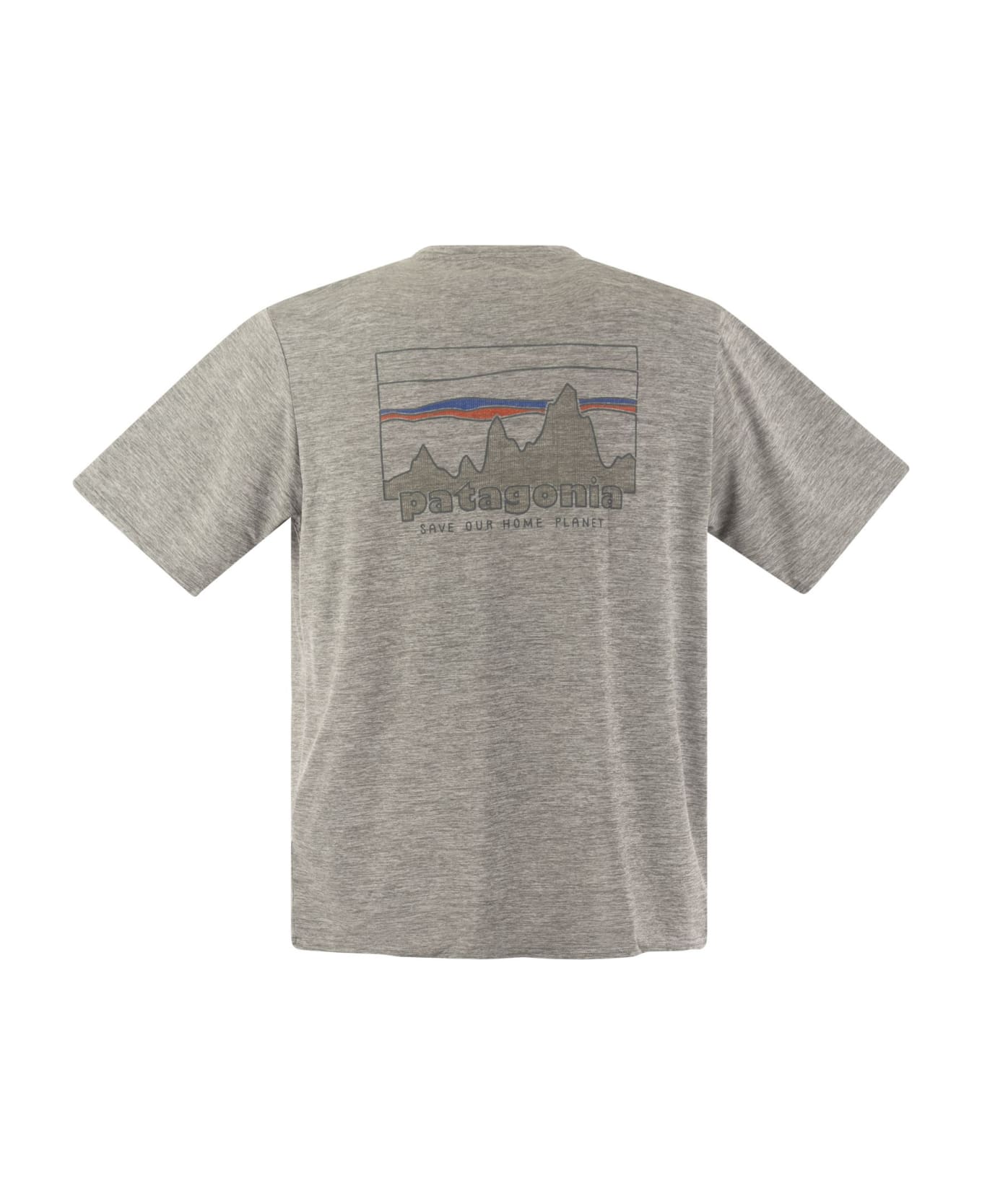 Patagonia T-shirt In Technical Fabric With Print On The Back - Grey