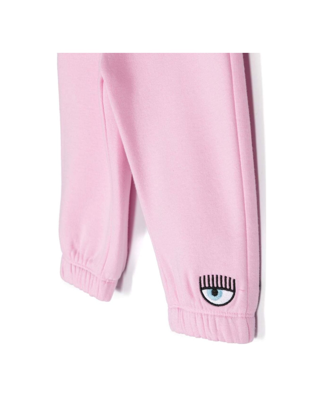 Chiara Ferragni Pink Jogger Pants With Logo Patch In Cotton Blend Baby - Pink ボトムス