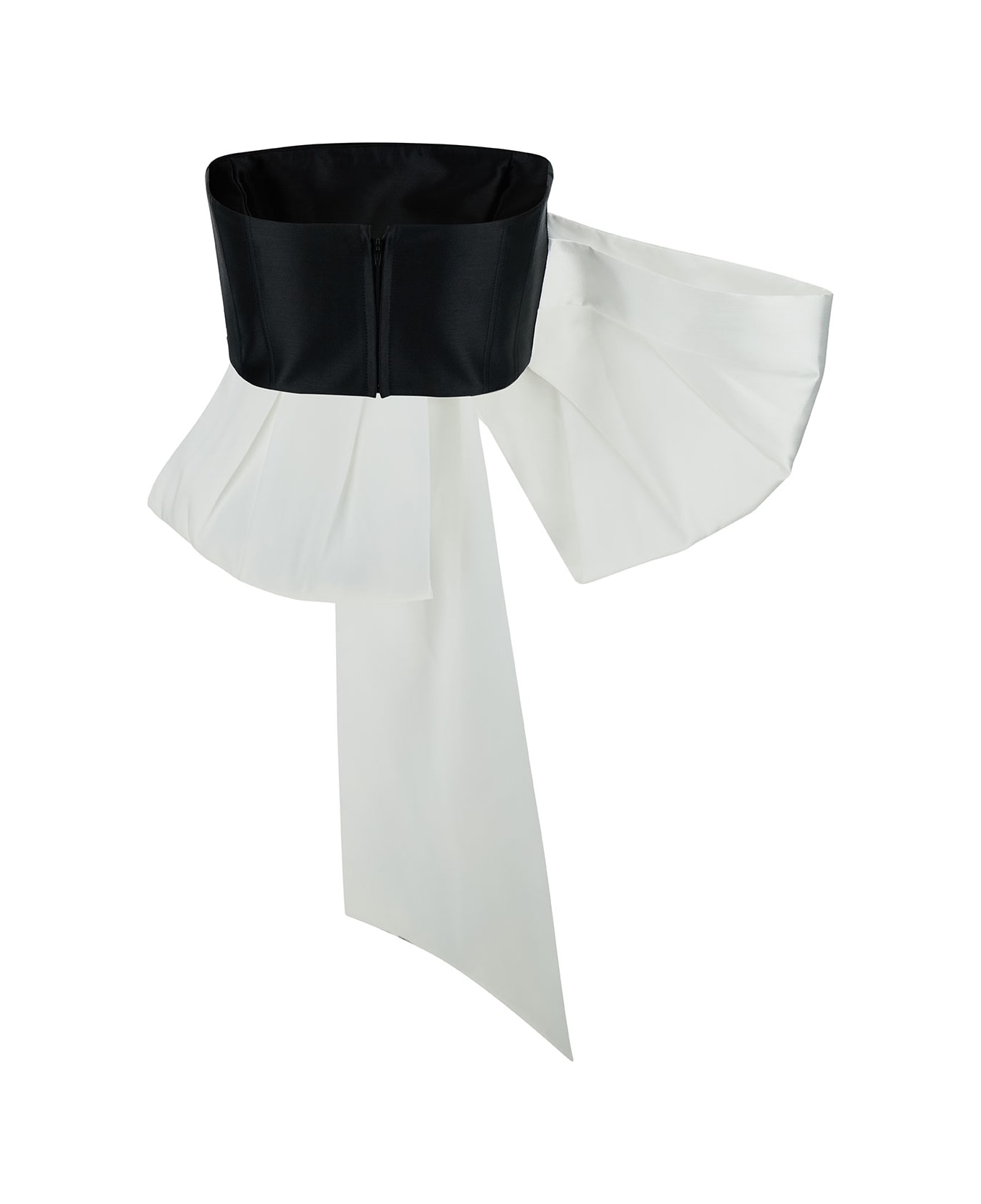 Solace London 'nadina' Black And White Top With Bow Detail In Silk Woman - Black