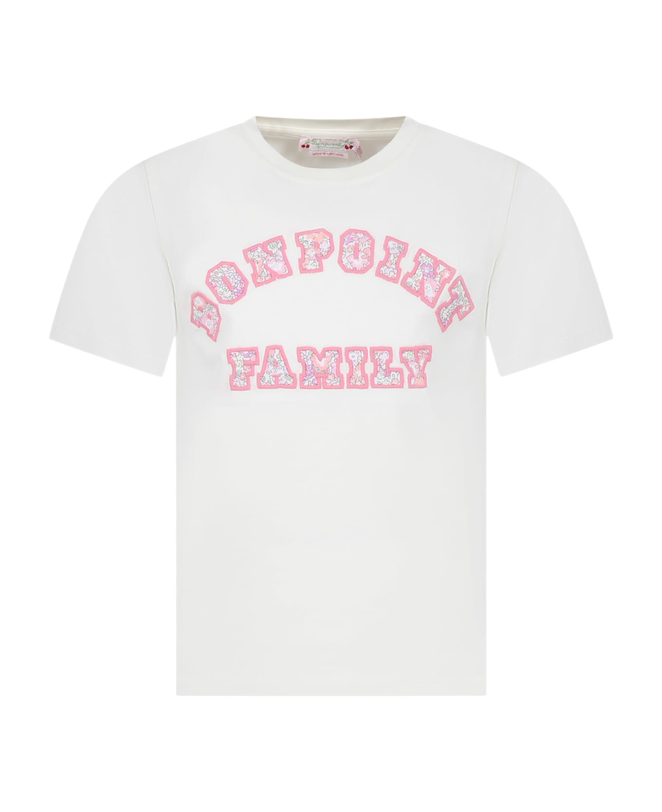 Bonpoint Ivory T-shirt For Girl With Logo - Ivory