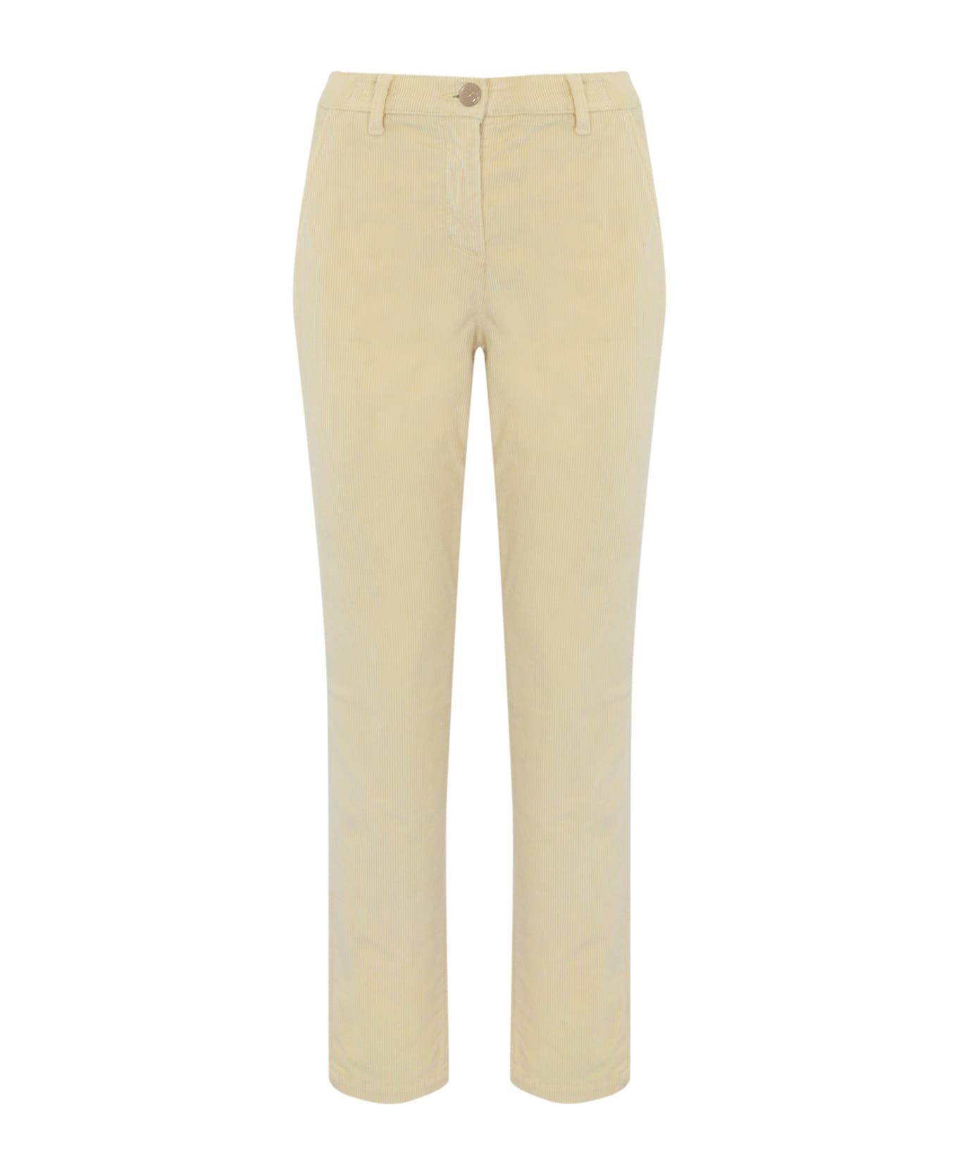 Hand Picked "rosa" White Ribbed Chino Trousers - BIANCO LATTE