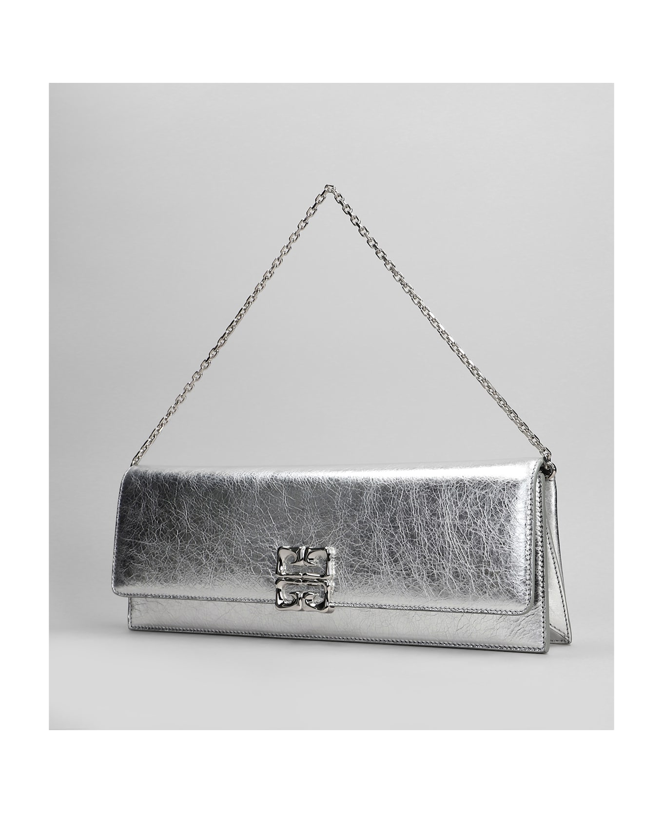 Givenchy 4g Liquid Clutch In Silver Leather - silver