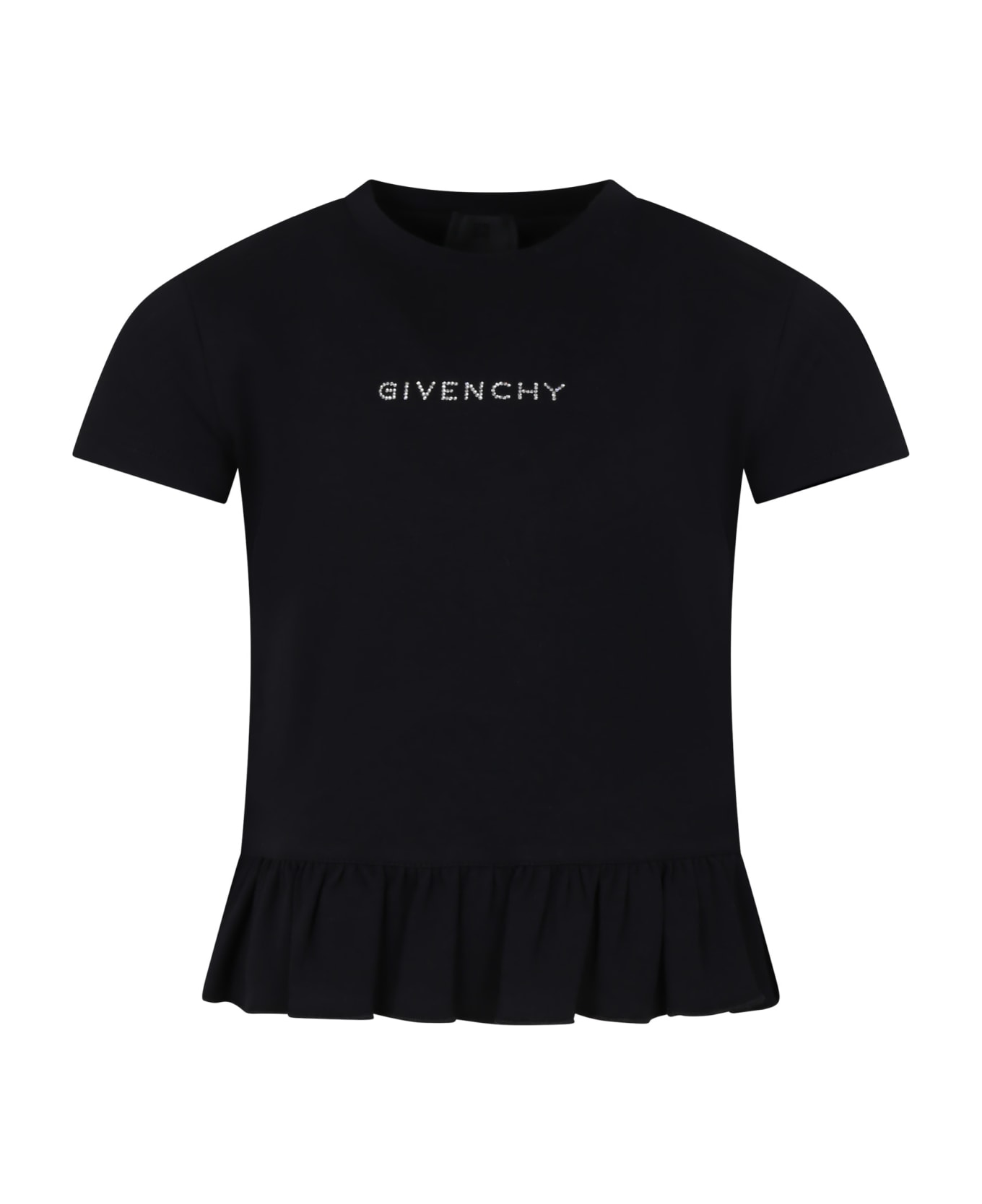 Givenchy Black T-shirt For Girl With Logo - Black Tシャツ＆ポロシャツ