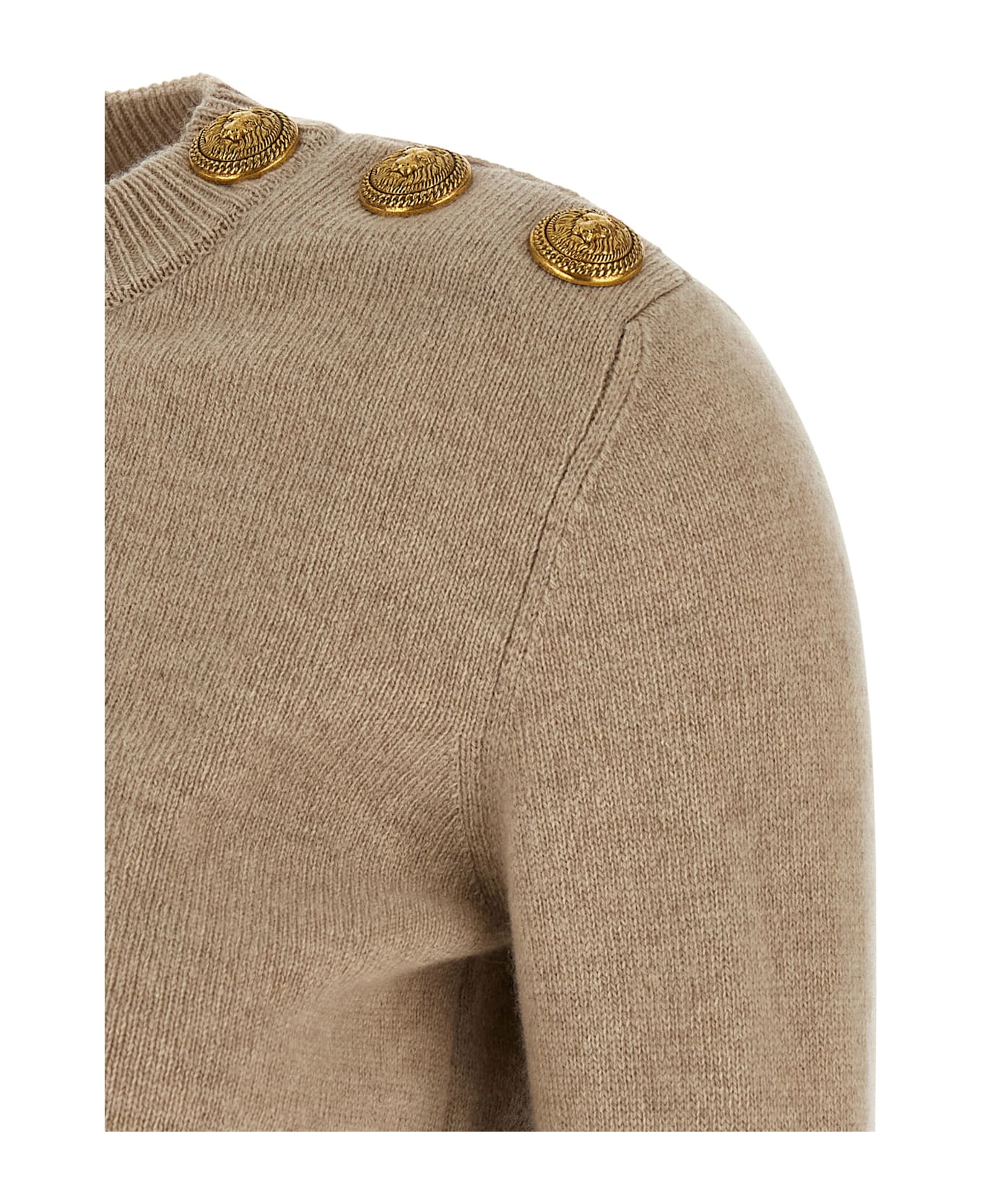 Balmain Eco-cashmere Button Sweater - Beige