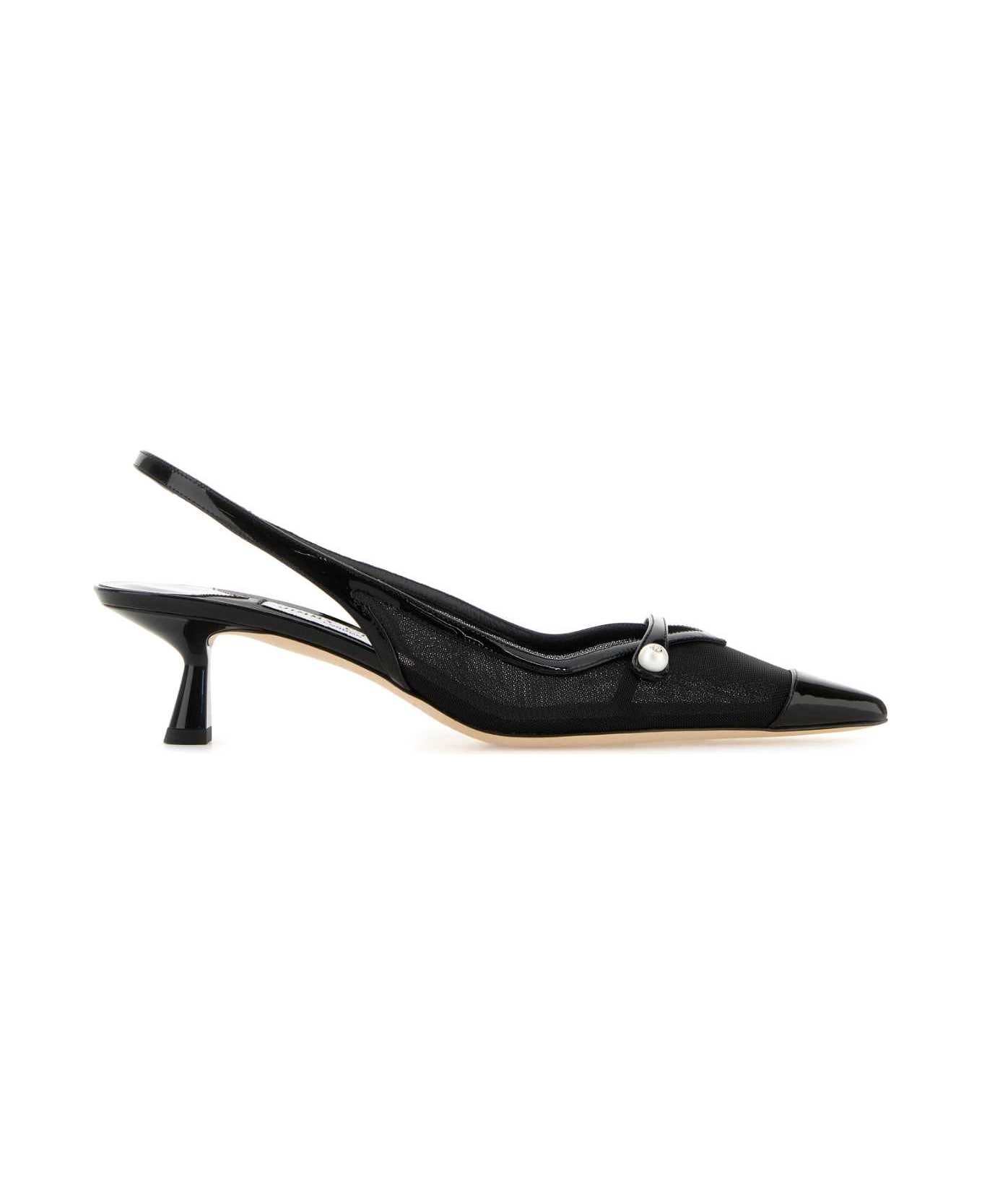 Jimmy Choo Black Mesh Amita 45 Pumps - BLACKBLACK