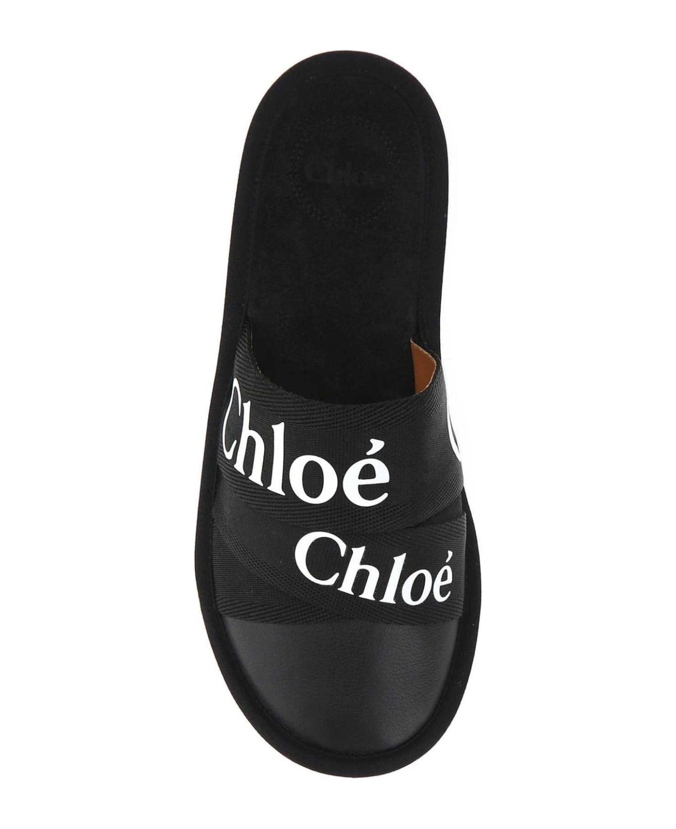Chloé Logo Band Slippers - Black サンダル