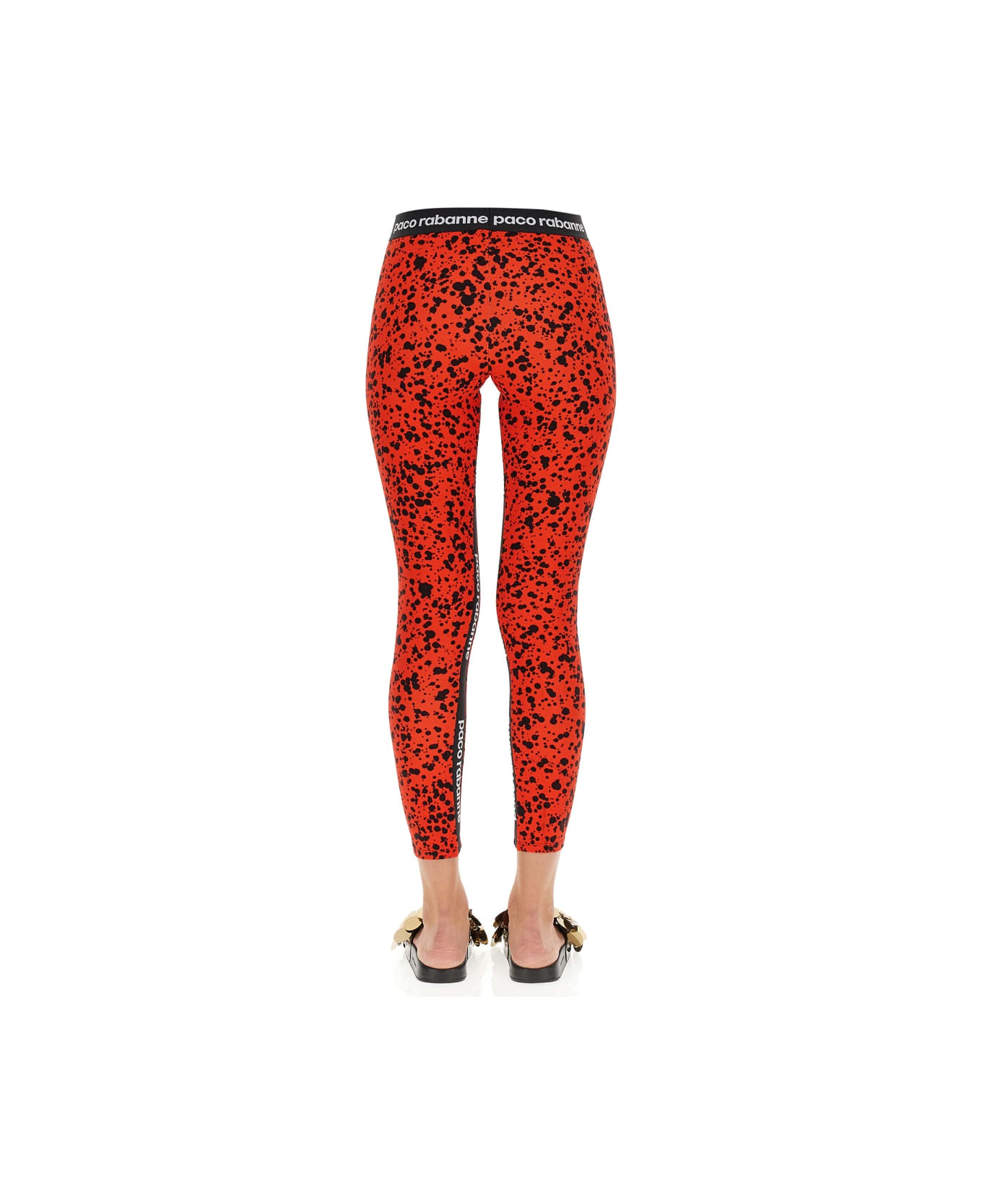 Paco Rabanne Leggings With Logoed Band - RED
