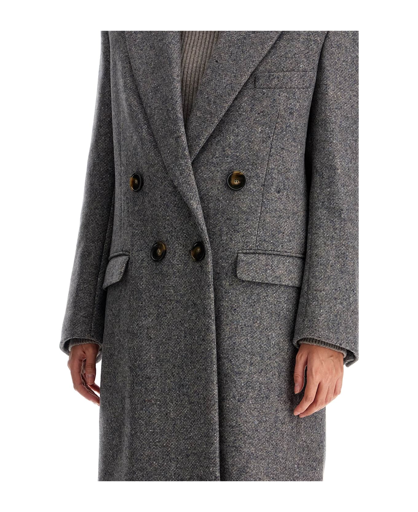 Stella McCartney Maxi Tweed Coat In - CONCRETE (Grey)