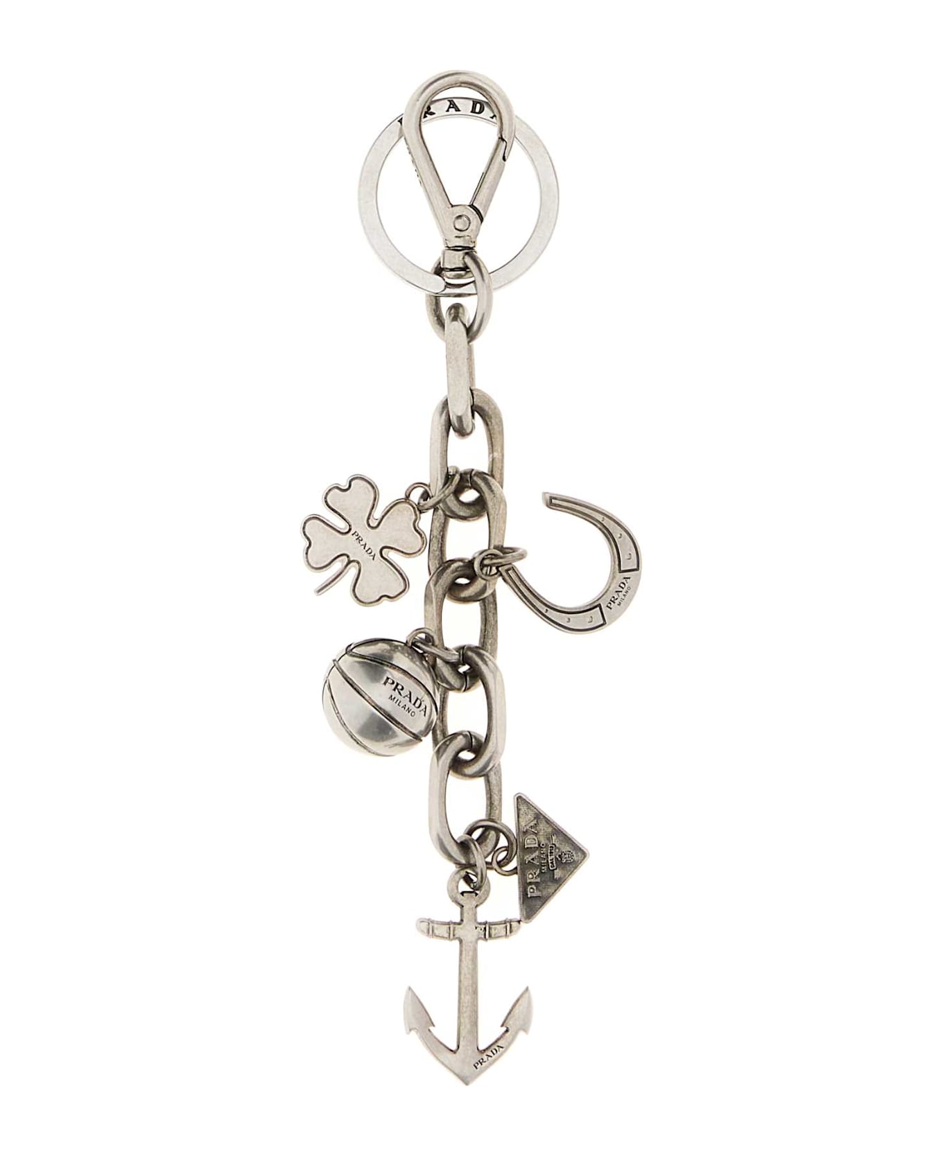 Prada Silver Metal Key Ring - PELTRO