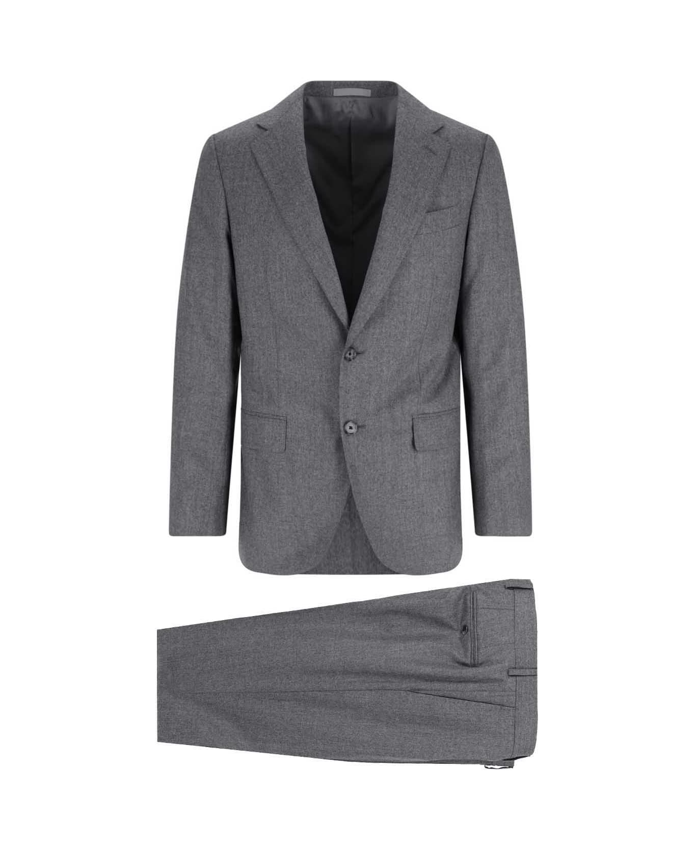 Caruso Single-breasted Wool Suit - Gray