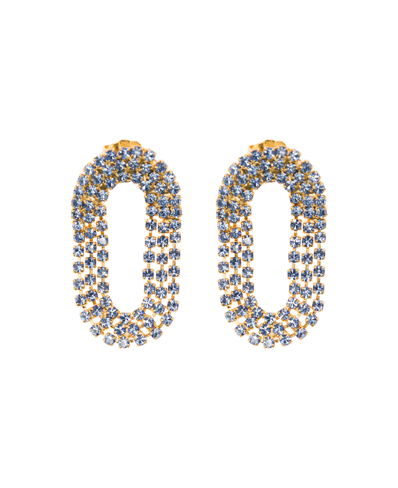 Silvia Gnecchi 'liberty Mini' Earrings With Light Blue Crystals In Galvanized Brass 24k Gold Woman - Metallic