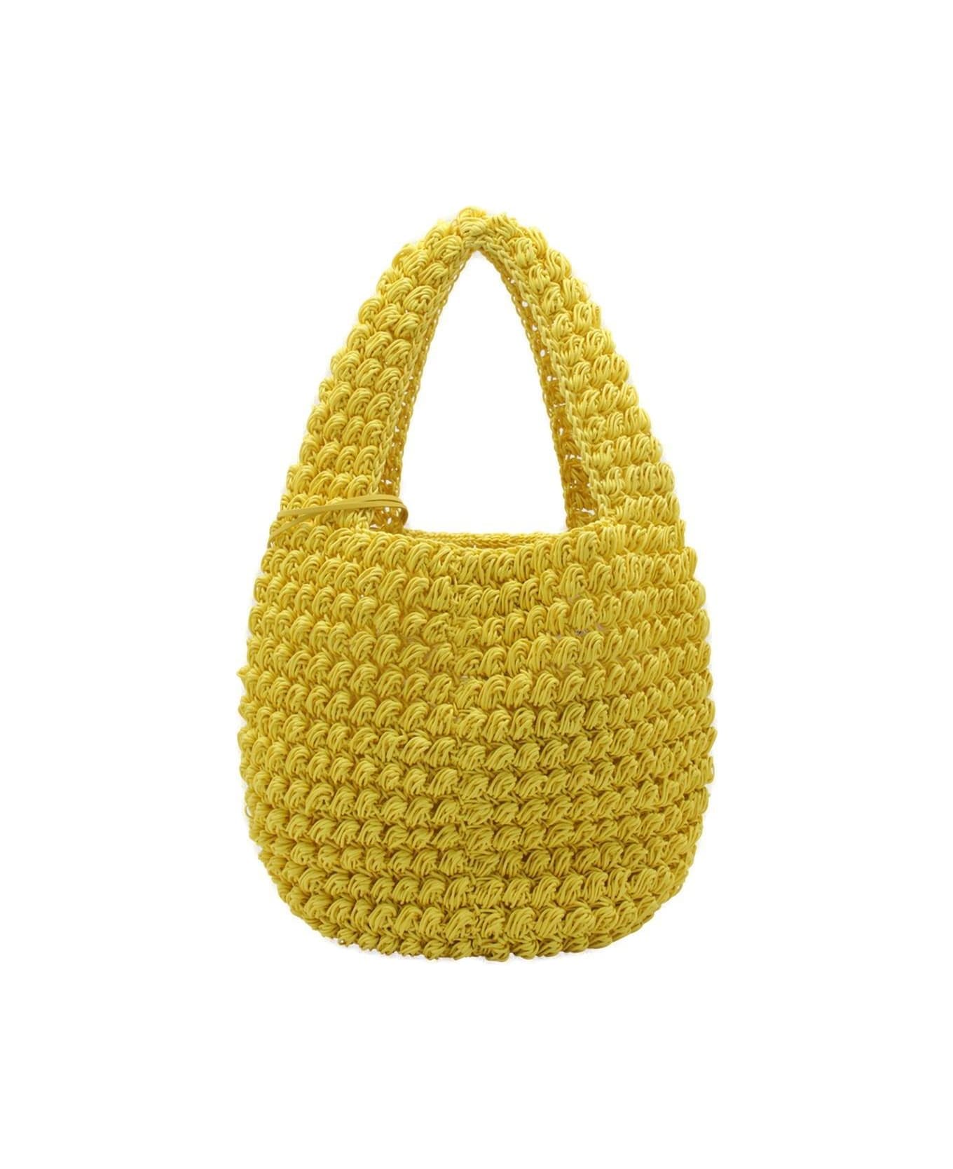 J.W. Anderson Logo Charm Popcorn Large Basket Bag - Yellow