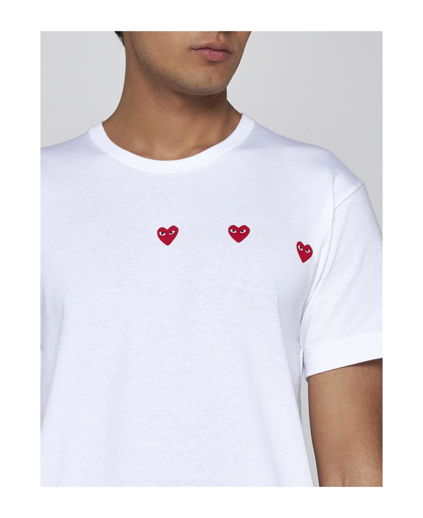 Comme des Garçons 3 Heart Cotton T-shirt - White