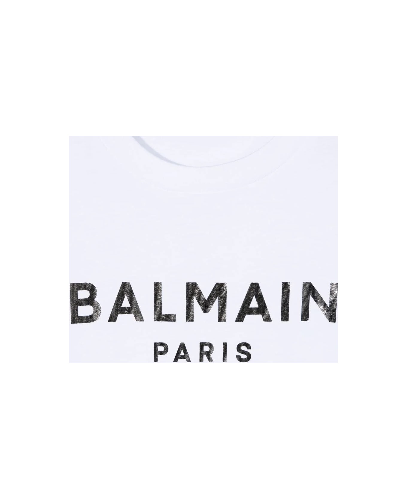 Balmain White T-shirt With Black Logo - Bianco