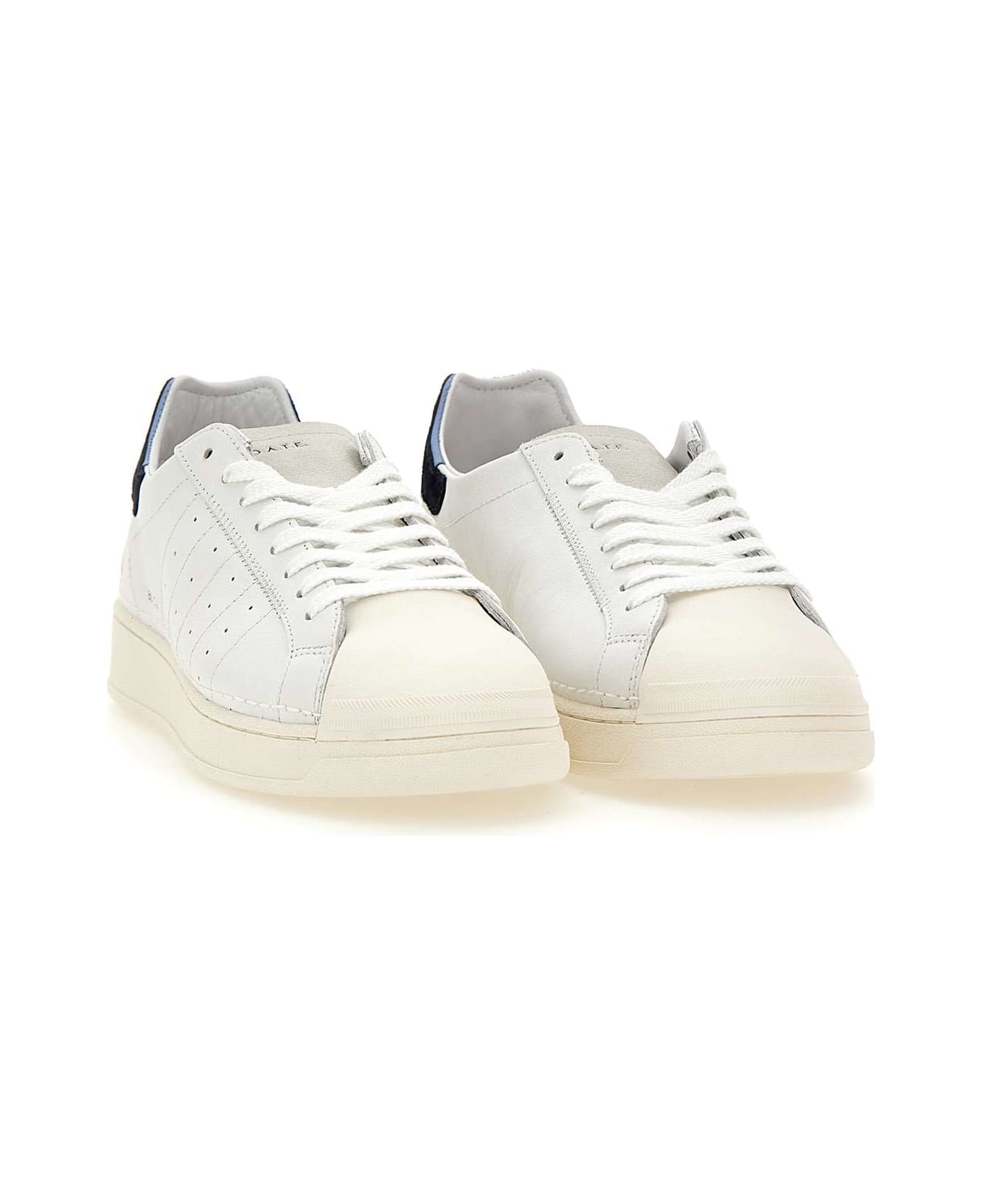D.A.T.E. "base Calf" Leather Sneakers - WHITE-BLUE