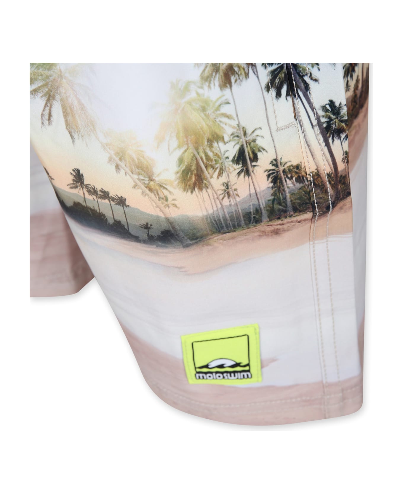 Molo Ivory Swim Shorts For Boy With Palm Tree - Ivory