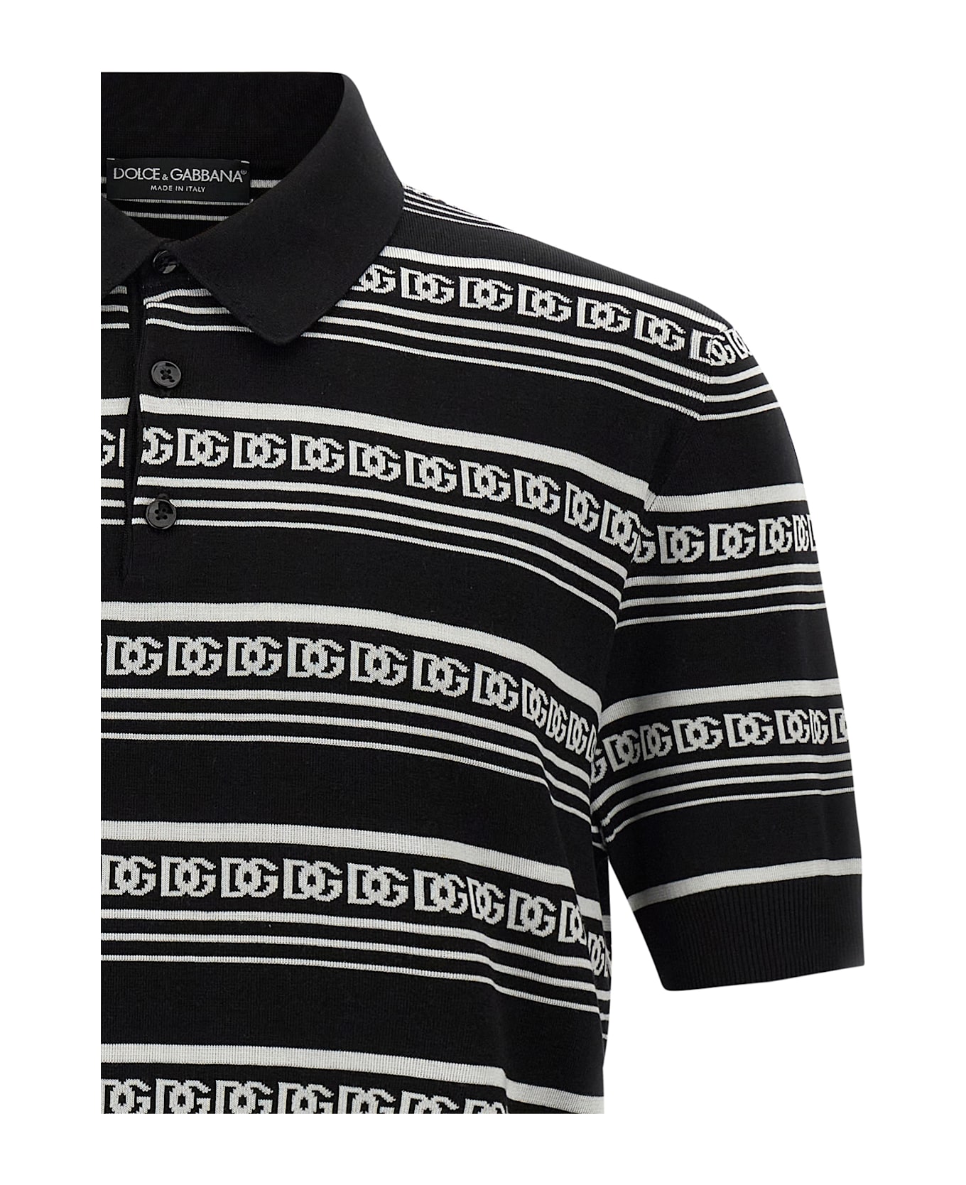 Dolce 
Gabbana Knitted Polo Shirt - White/Black