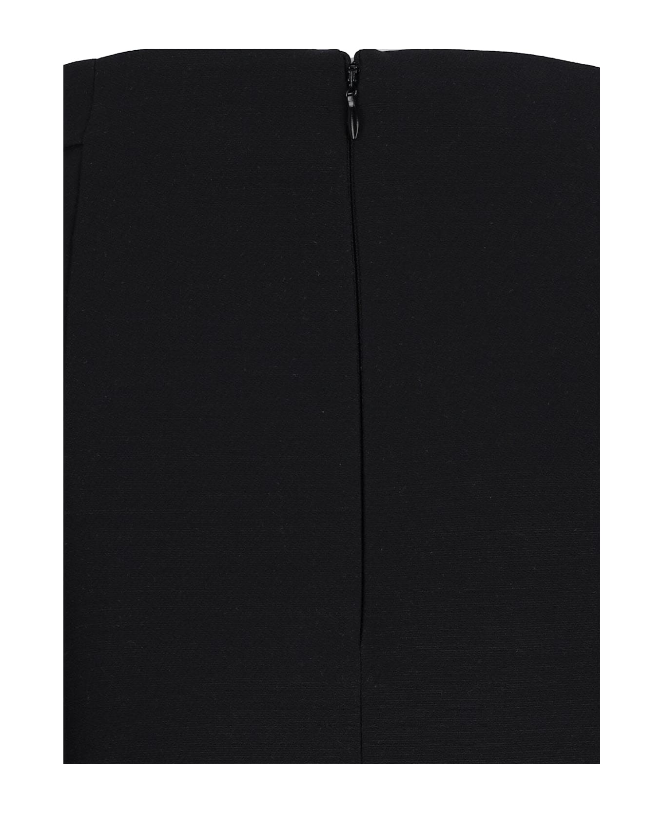 Valentino Virgin Wool And Silk Midi Skirt - Nero