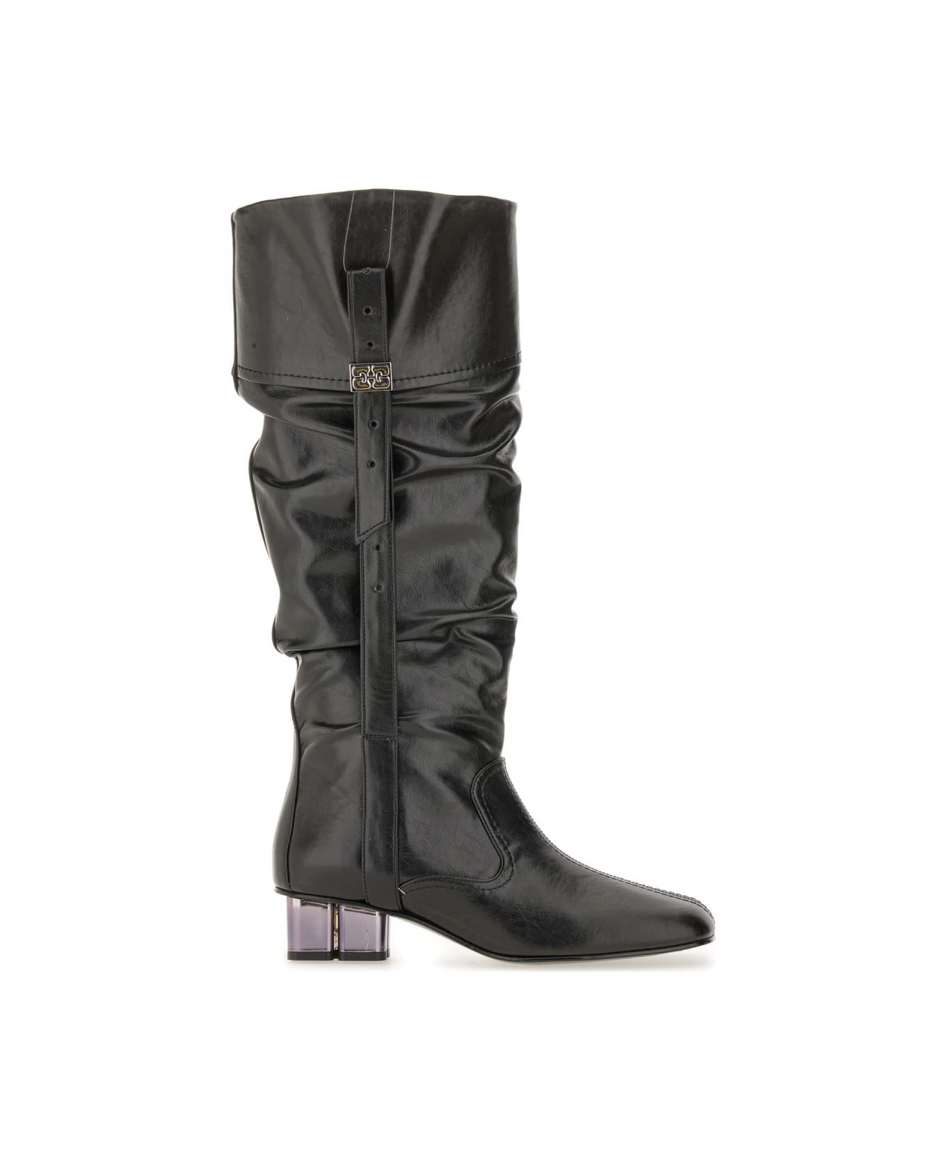 Ganni Slouchy Boot "butterfly" - BLACK