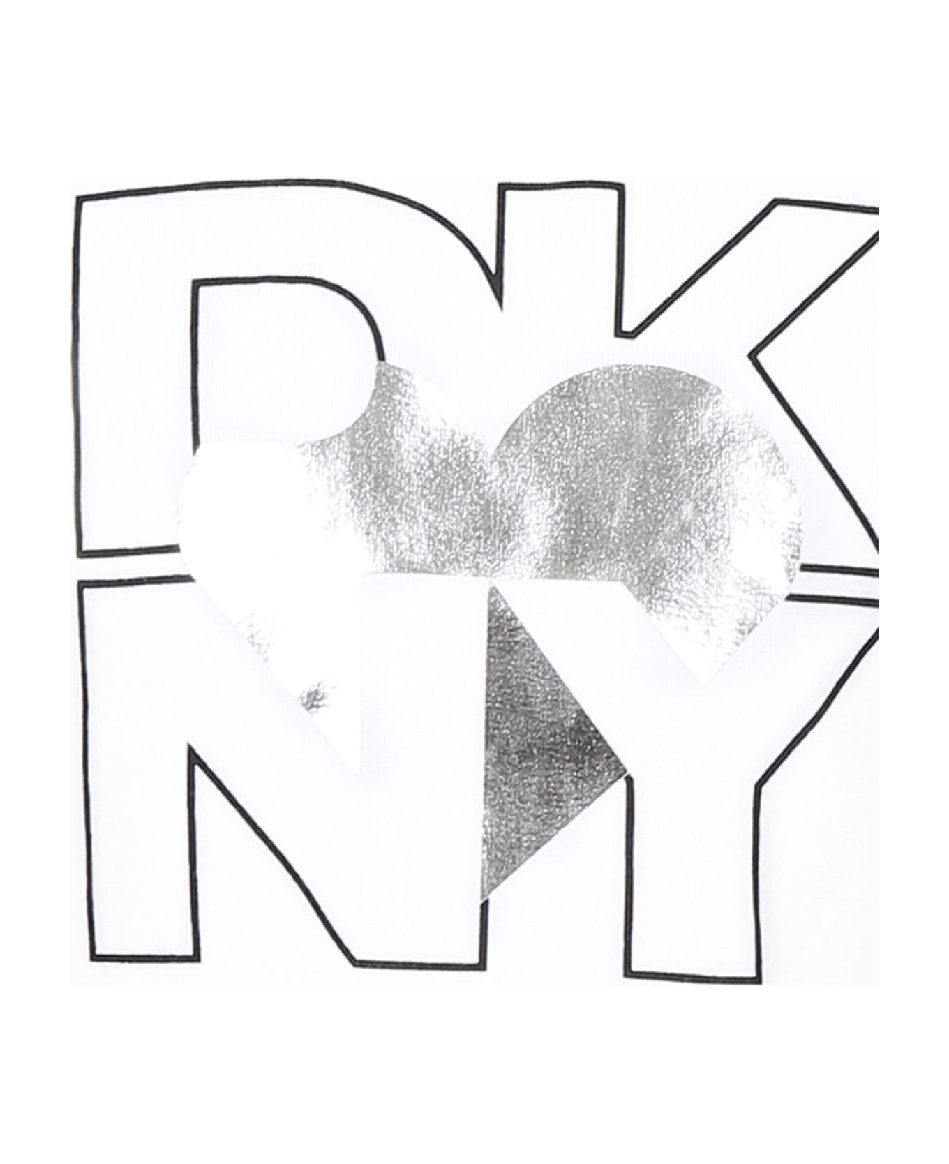 DKNY Black T-shirt For Girl With Writing - White