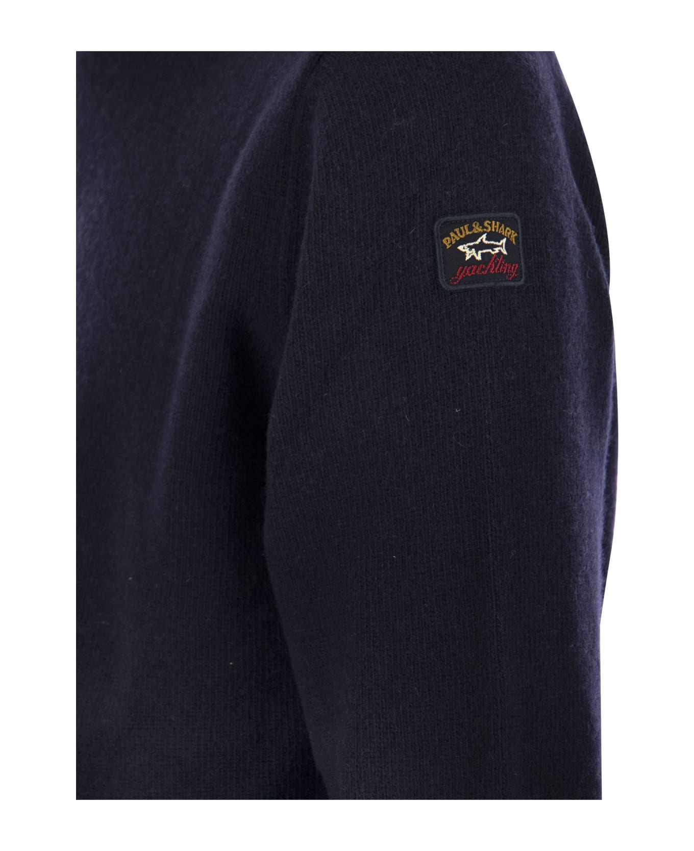 Paul&Shark Wool Crew Neck With Arm Patch - Blue ニットウェア