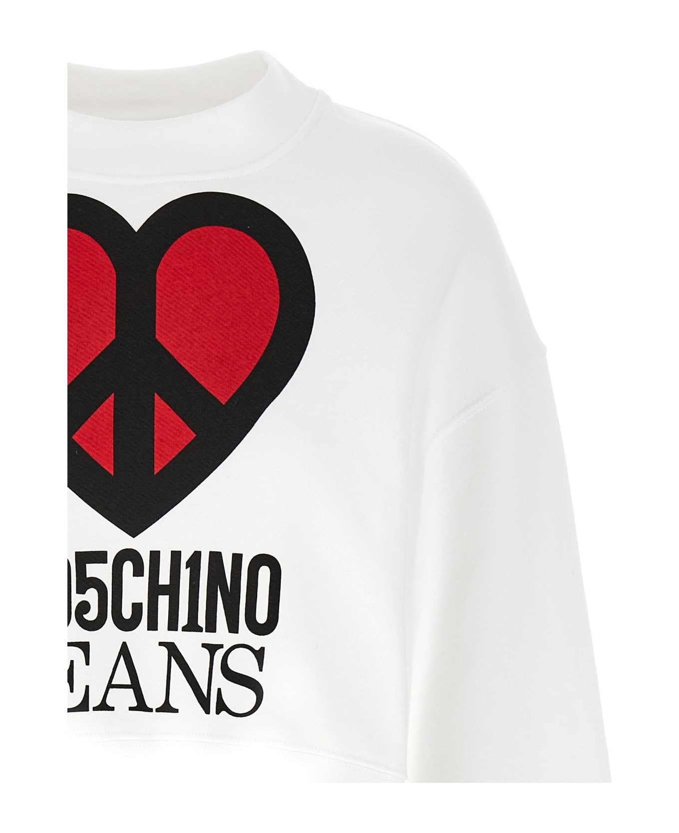 M05CH1N0 Jeans Logo Sweatshirt - WHITE フリース
