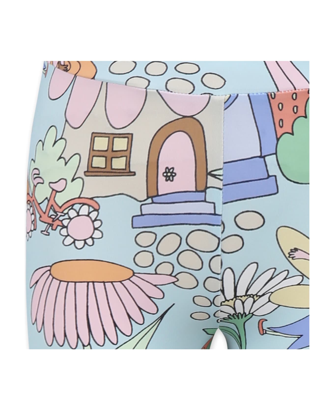 Stella McCartney Kids Light Blue Leggings For Girl With Fairies - Green