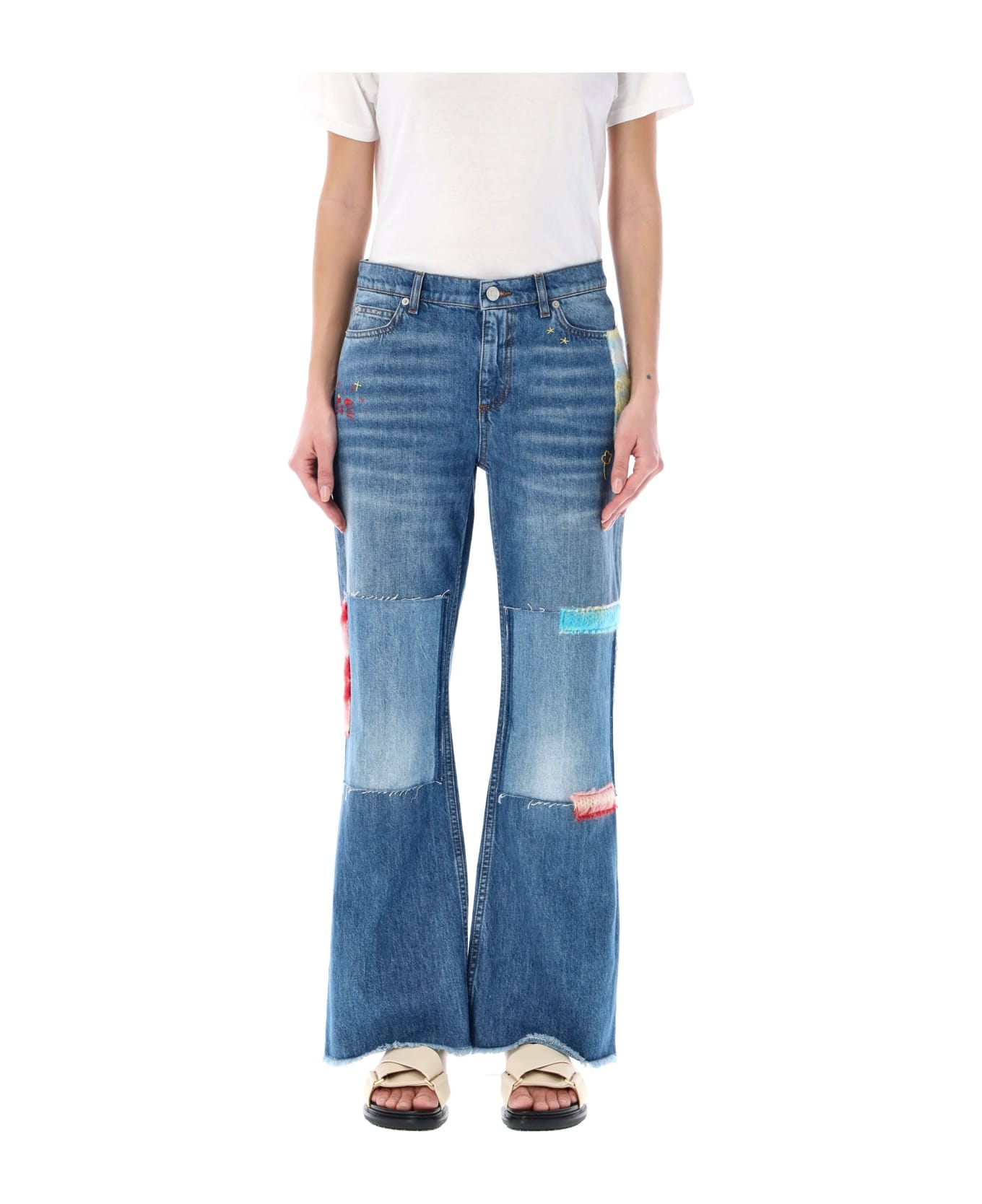 Marni Mohair Patches Jeans - BLUE MIX
