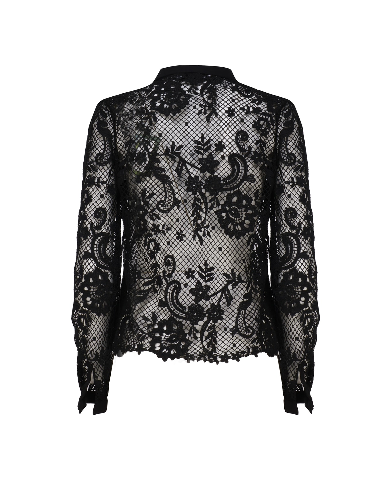 self-portrait Lace Shirt With Floral Pattern - Black ブラウス
