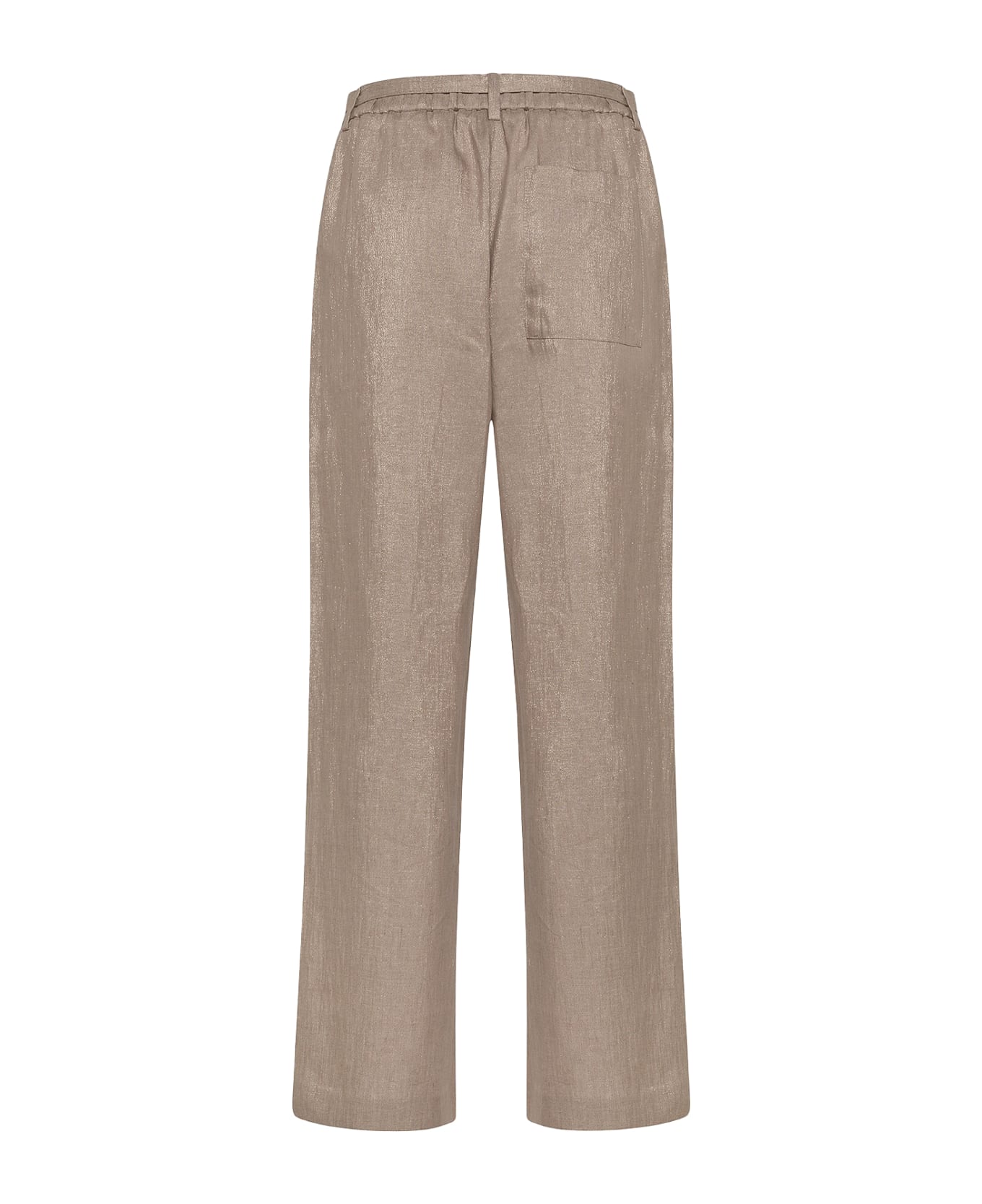 Seventy Beige Trousers In Lurex And Linen - ORO/SABBIA