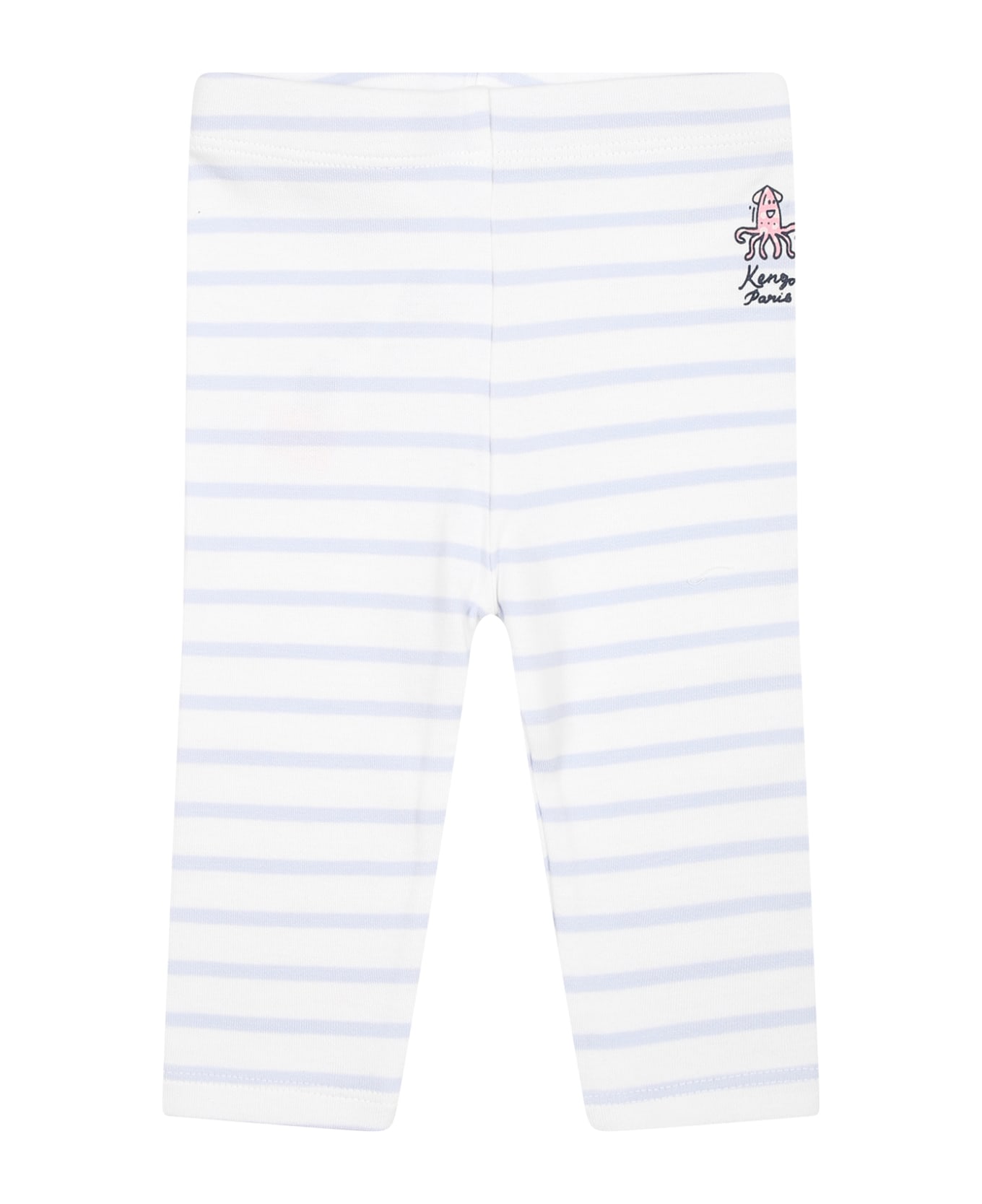 Kenzo Kids White Sports Suit For Baby Girl With Marine Animals - White
