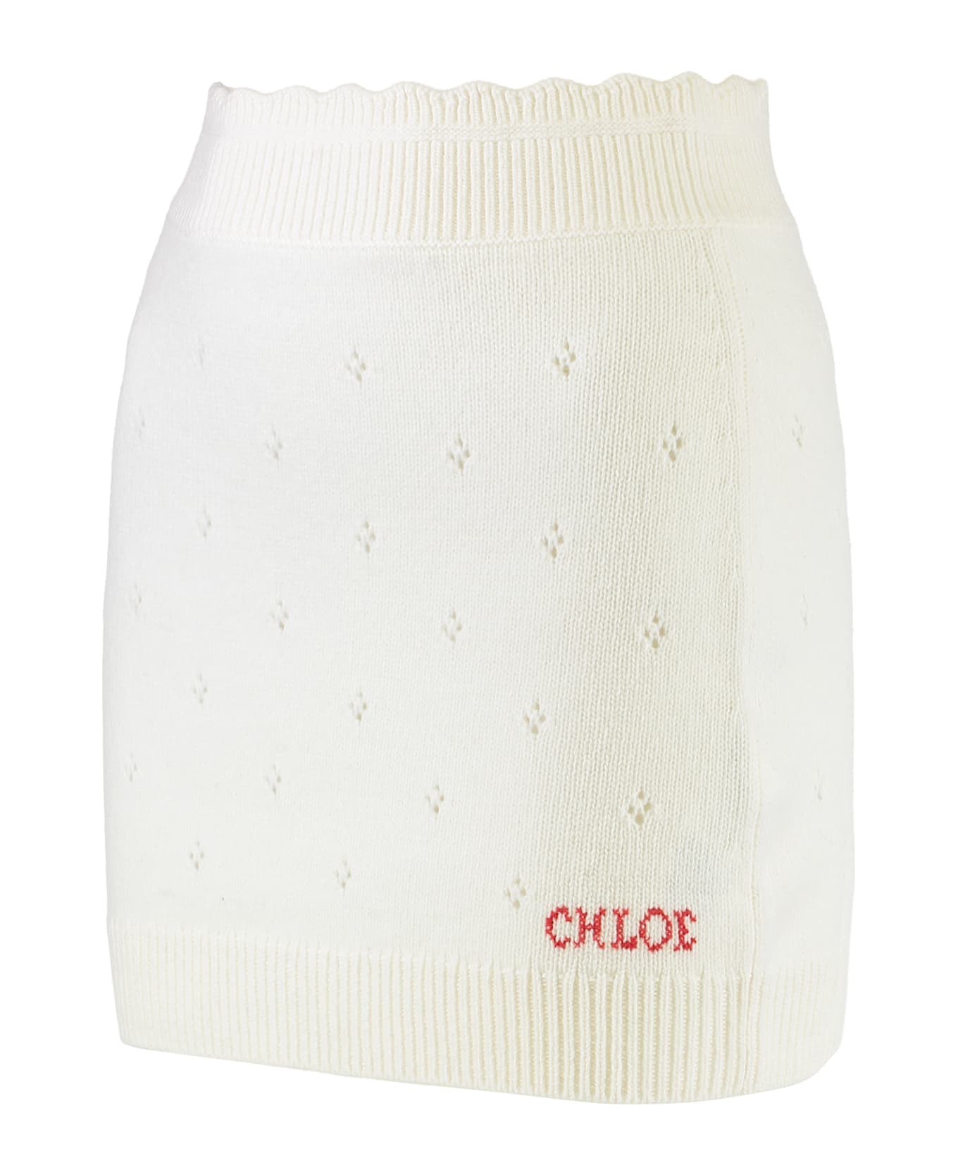 Chloé Fitted Wool And Cashmere Miniskirt - White